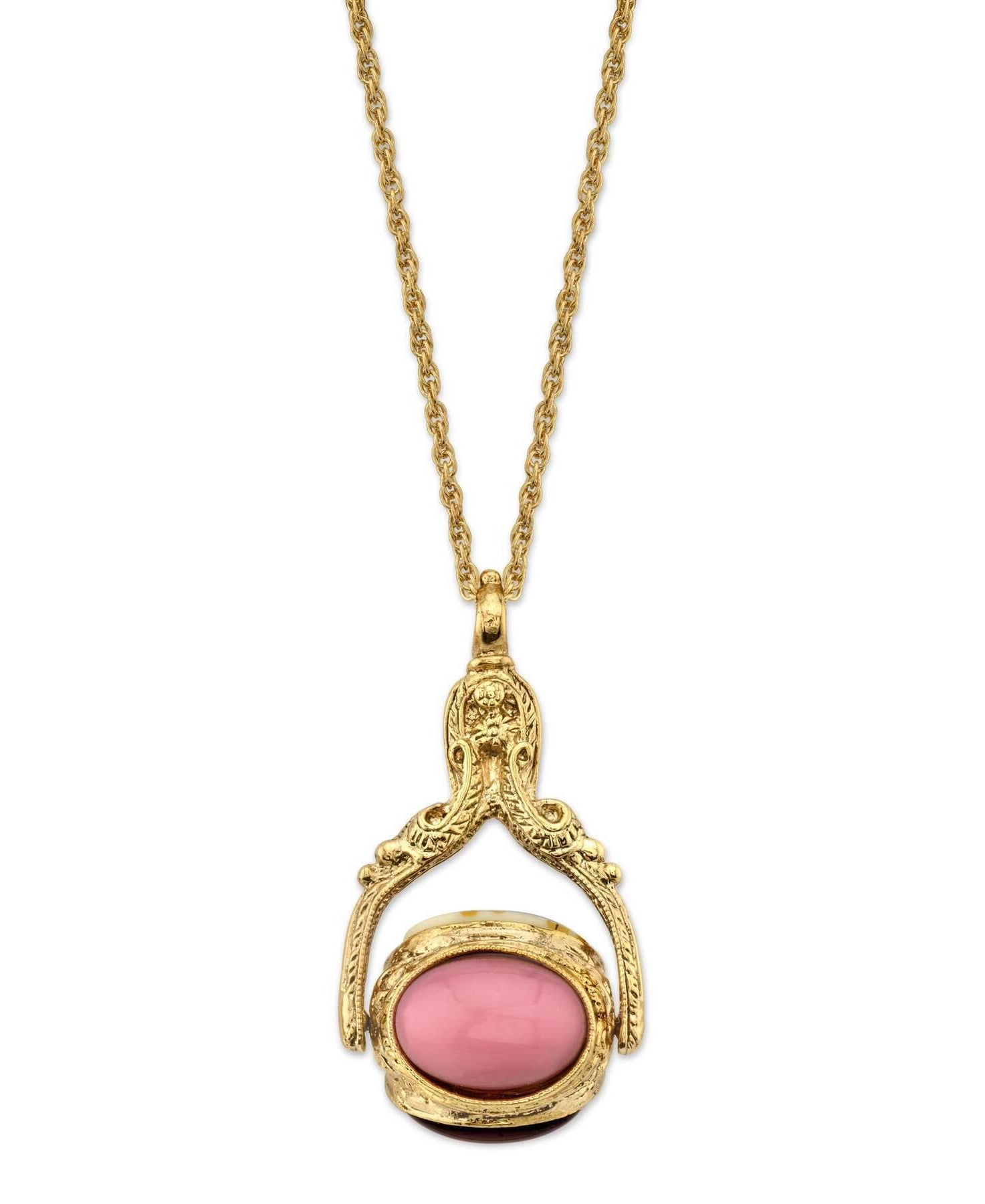 1928 Jewelry Manor House 3 Sided Spinner Pendant Necklace 30"