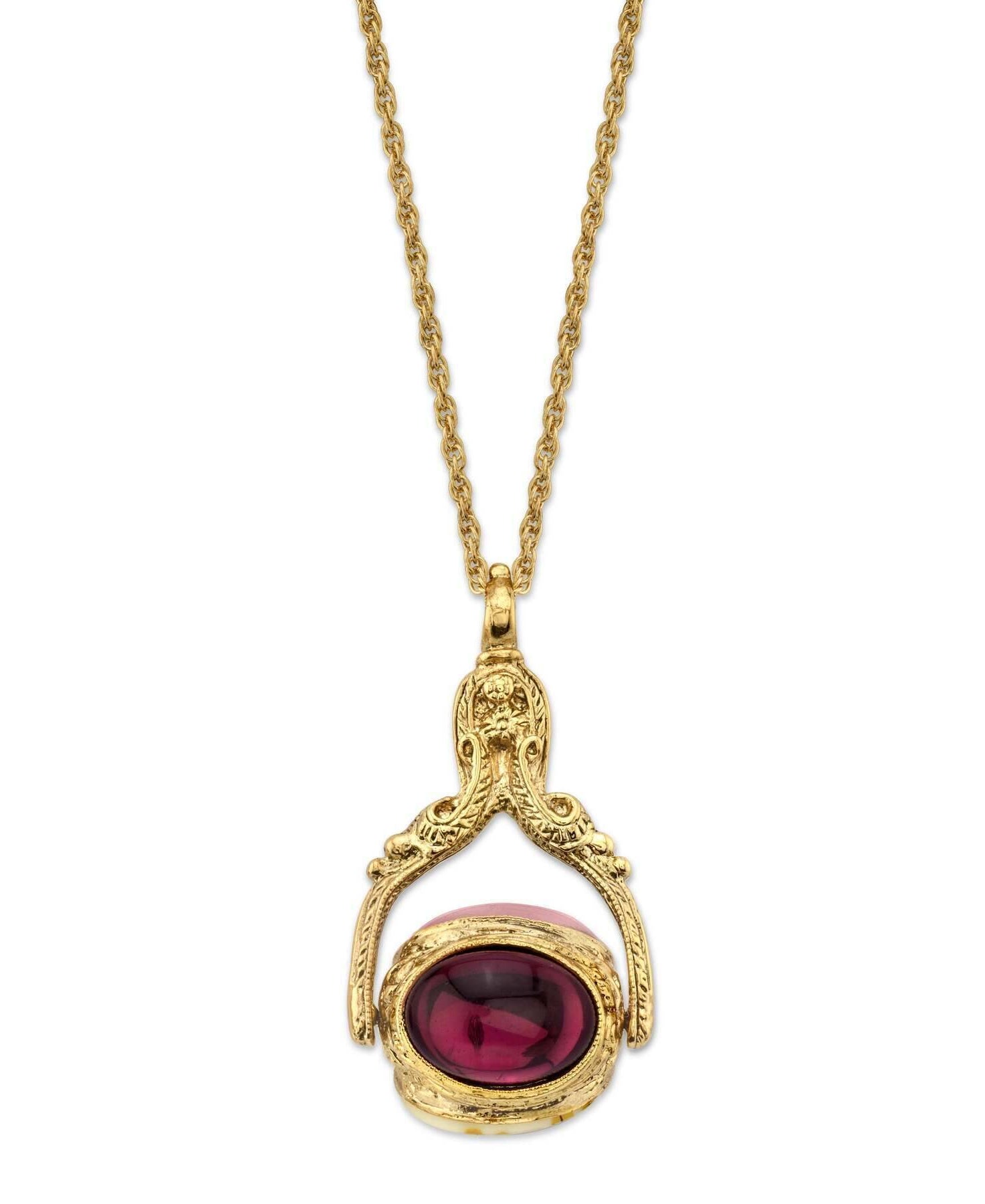 1928 Jewelry Manor House 3 Sided Spinner Pendant Necklace 30"