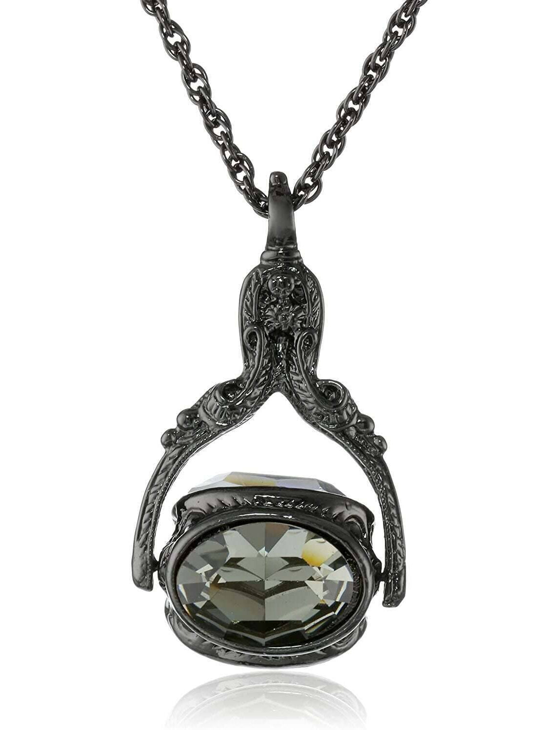 1928 Jewelry Vintage-Inspired Rotating 3 Sided Crystal Spinner Pendant Necklace 30"