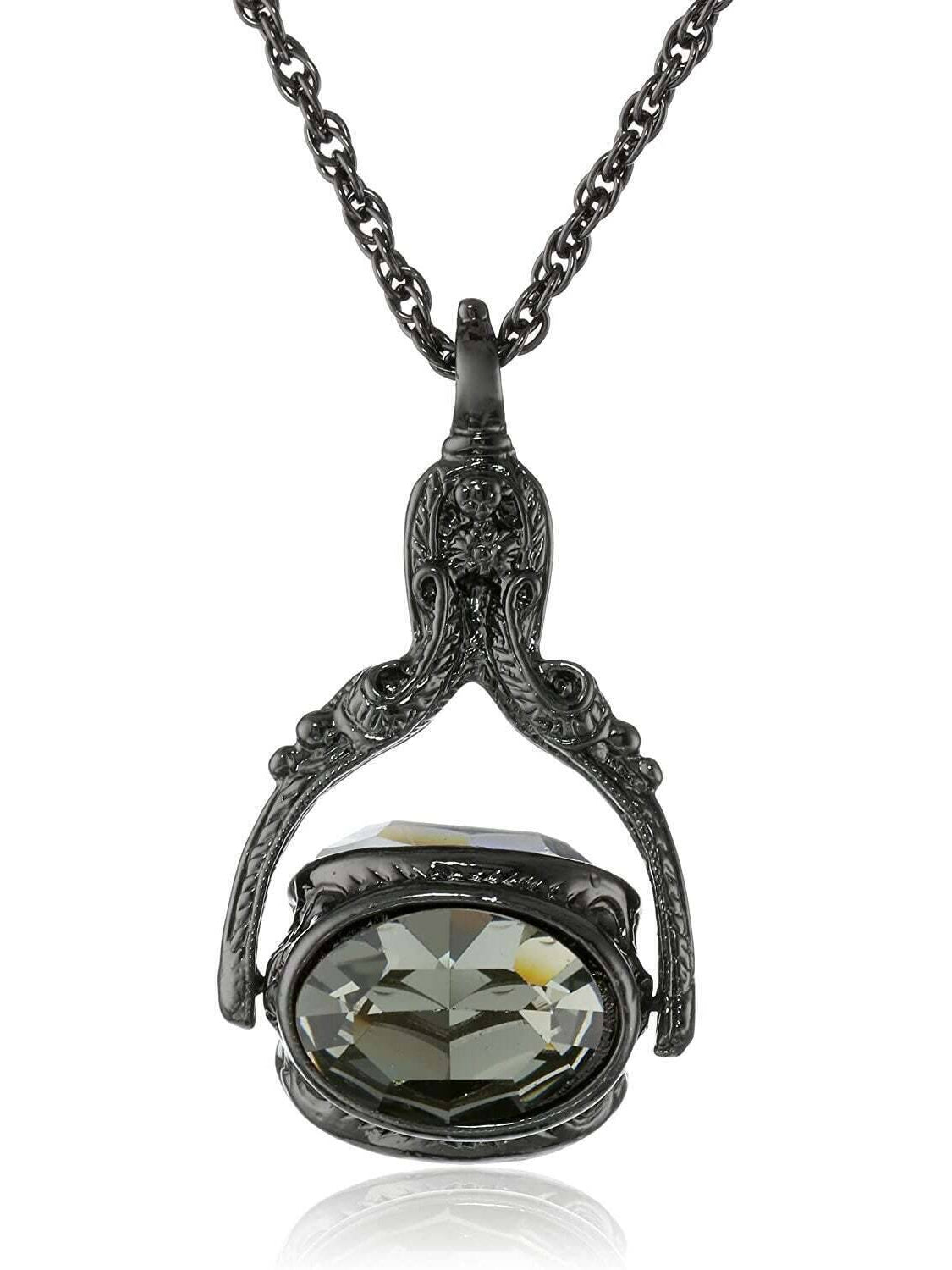 1928 Jewelry Vintage-Inspired Rotating 3 Sided Crystal Spinner Pendant Necklace 30"