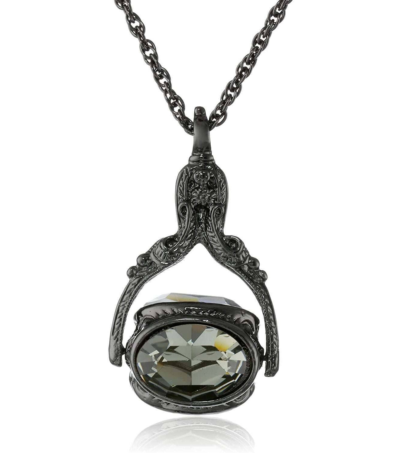 1928 Jewelry Vintage-Inspired Rotating 3 Sided Crystal Spinner Pendant Necklace 30"