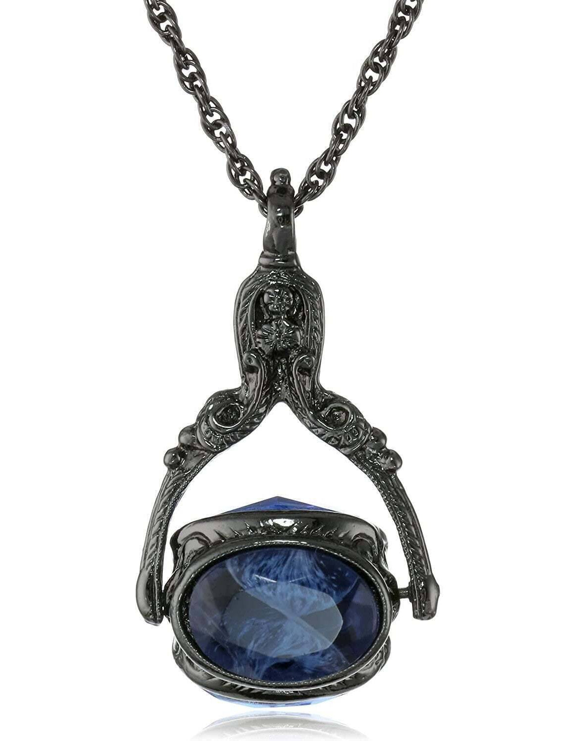 1928 Jewelry Vintage-Inspired Rotating 3 Sided Crystal Spinner Pendant Necklace 30"