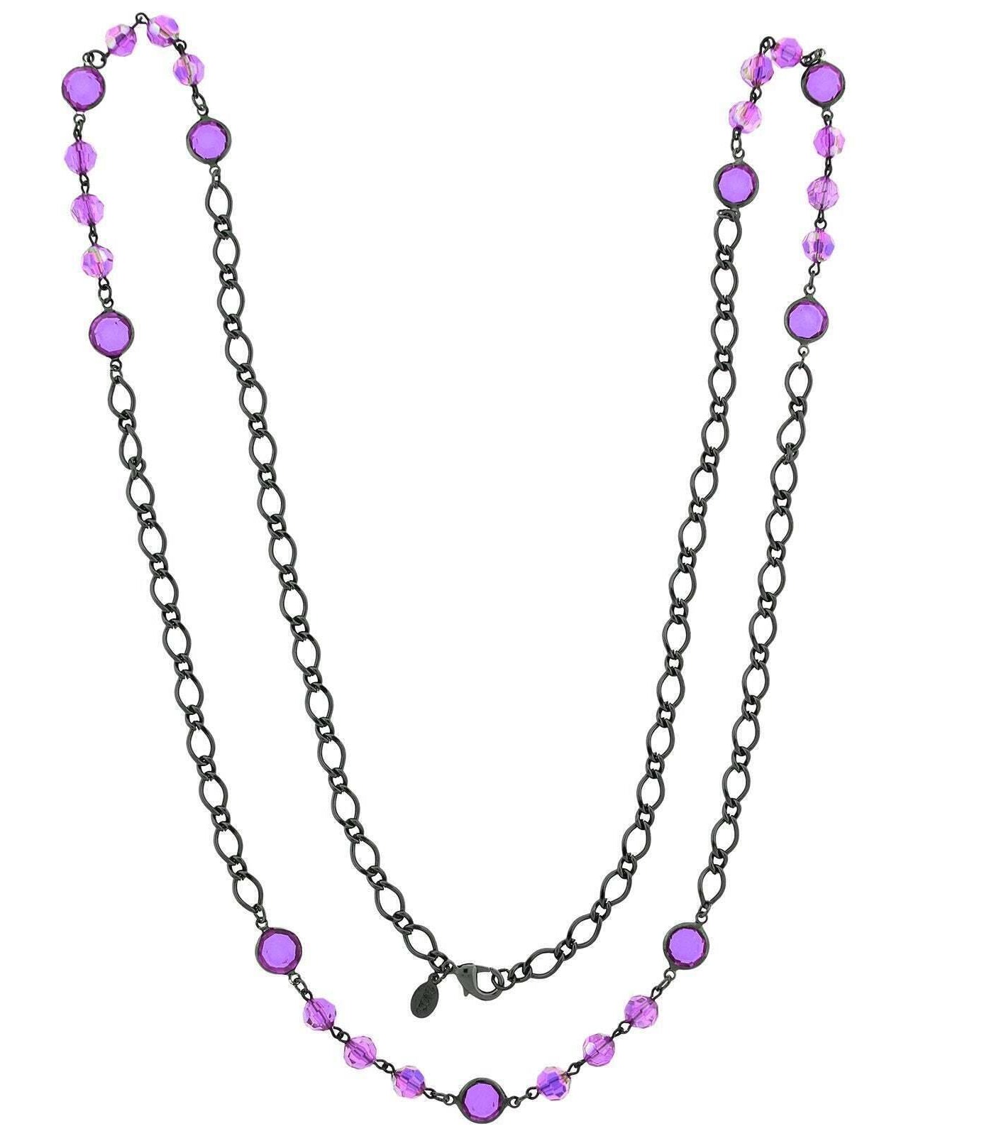 2028 Jewelry Channel Stone AB Bead Long Strand Necklace 40