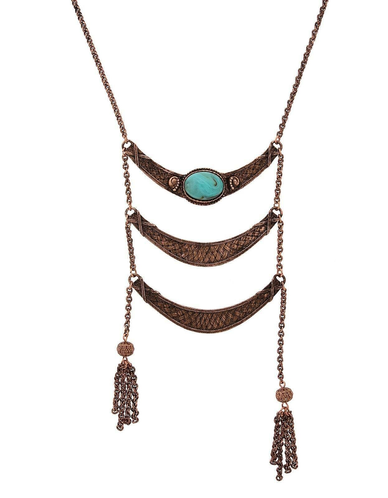 2028 Jewelry Antique Inspired Ladder And Tassel Necklace 28"