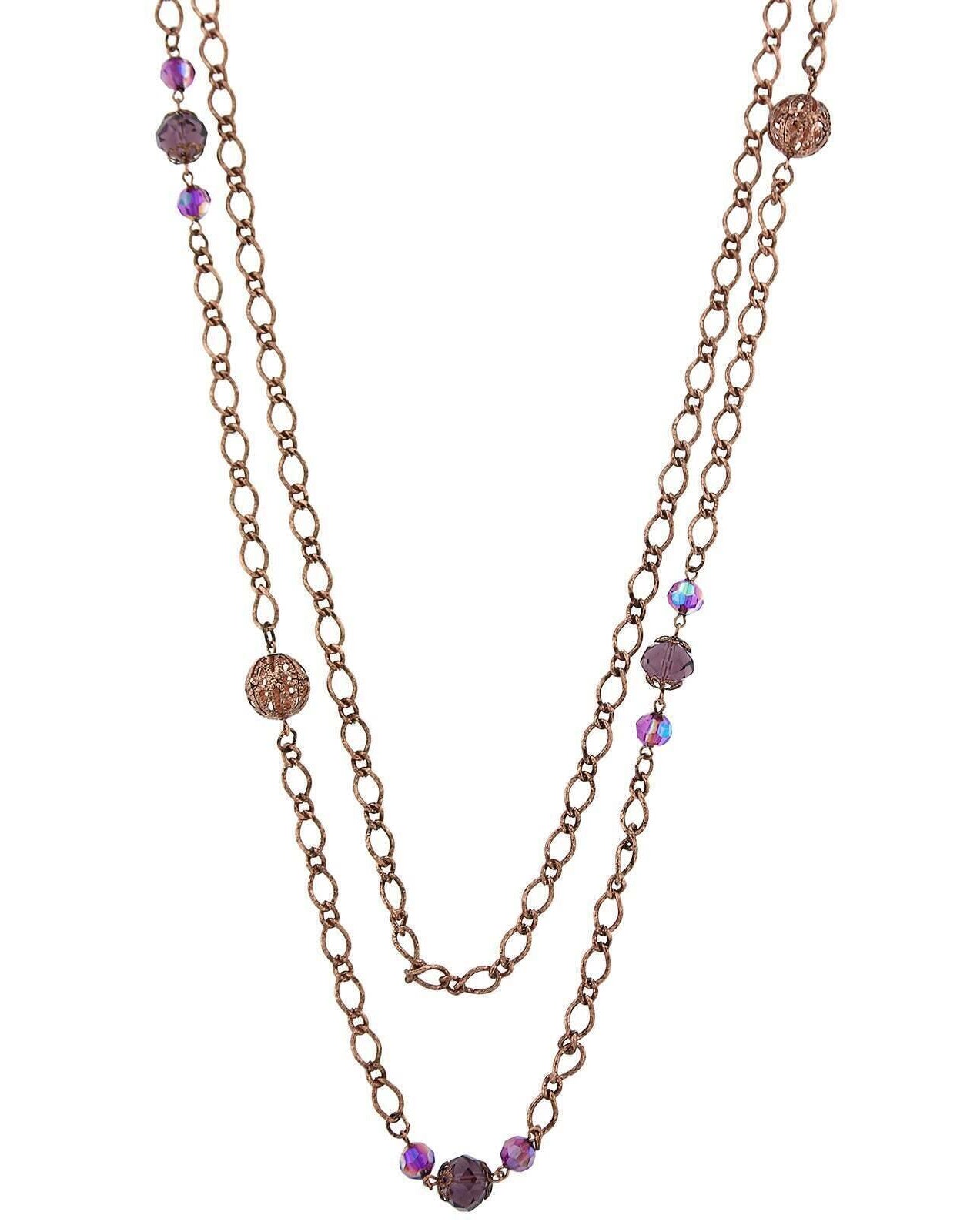 2028 Jewelry Long Layered Chain AB Crystal Necklace 42"