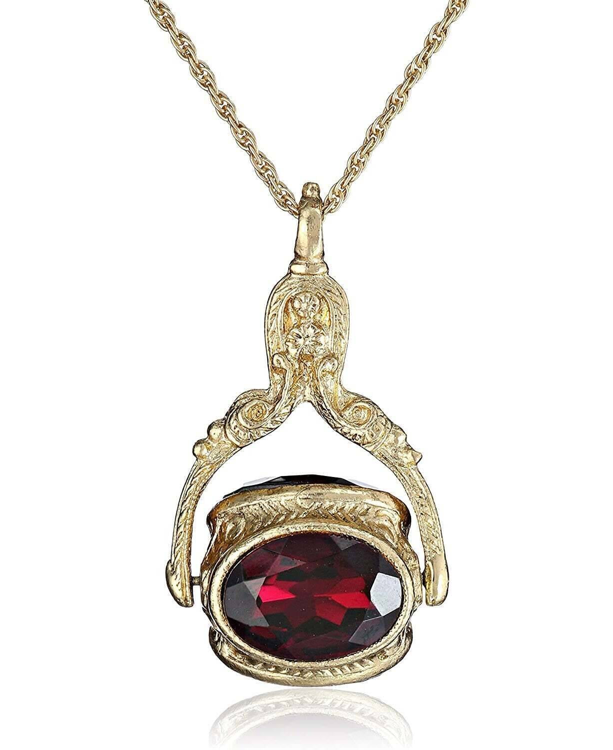 1928 Jewelry Vintage-Inspired Rotating 3 Sided Crystal Spinner Pendant Necklace 30"