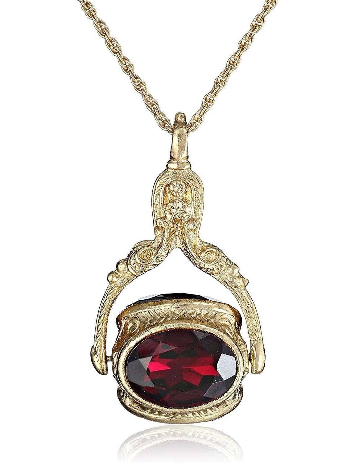 1928 Jewelry Vintage-Inspired Rotating 3 Sided Crystal Spinner Pendant Necklace 30"