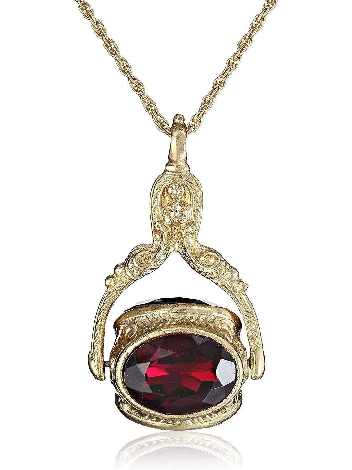 1928 Jewelry Vintage-Inspired Rotating 3 Sided Crystal Spinner Pendant Necklace 30"