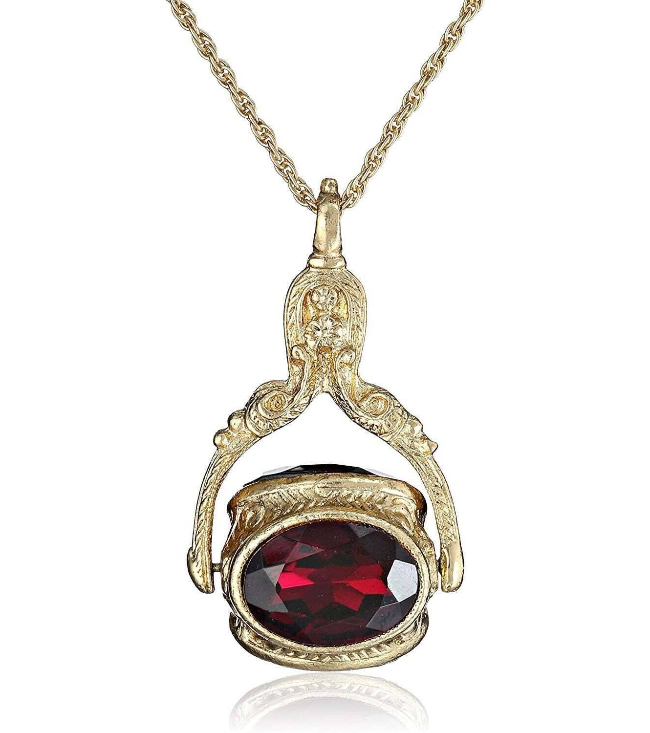 1928 Jewelry Vintage-Inspired Rotating 3 Sided Crystal Spinner Pendant Necklace 30"