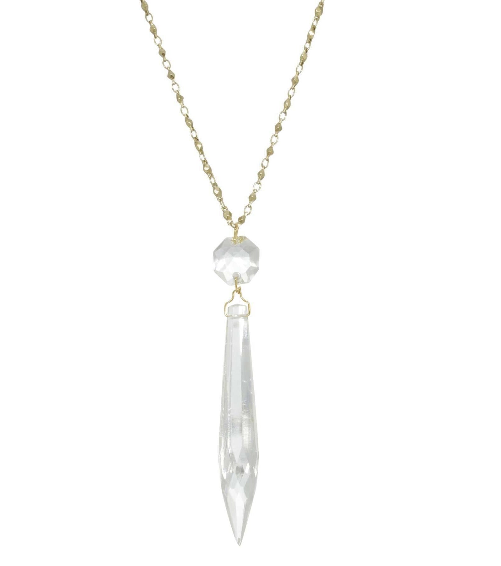 1928 Jewelry Icicle Dreams Crystal Pendant Necklace 30"