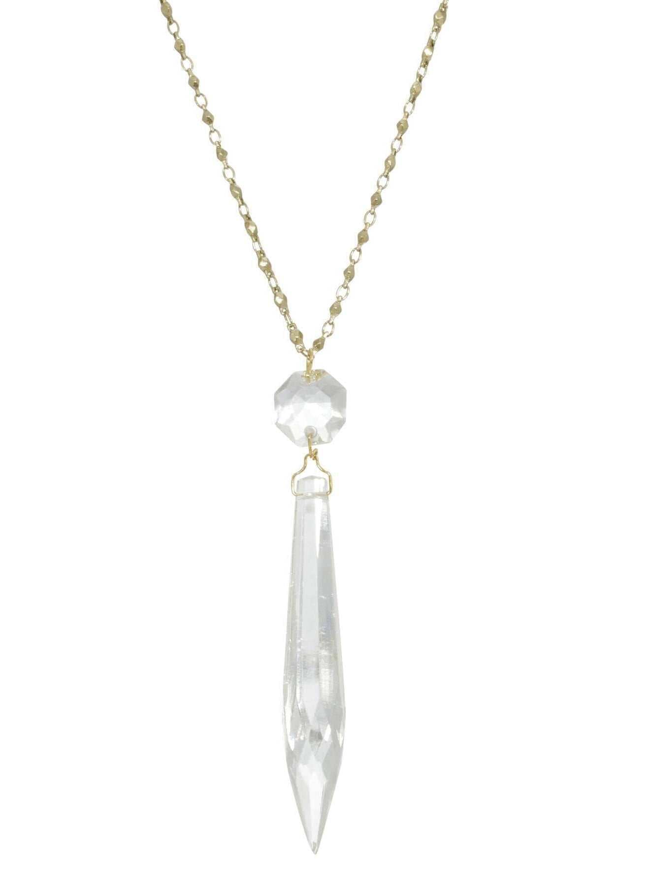 1928 Jewelry Icicle Dreams Crystal Pendant Necklace 30"