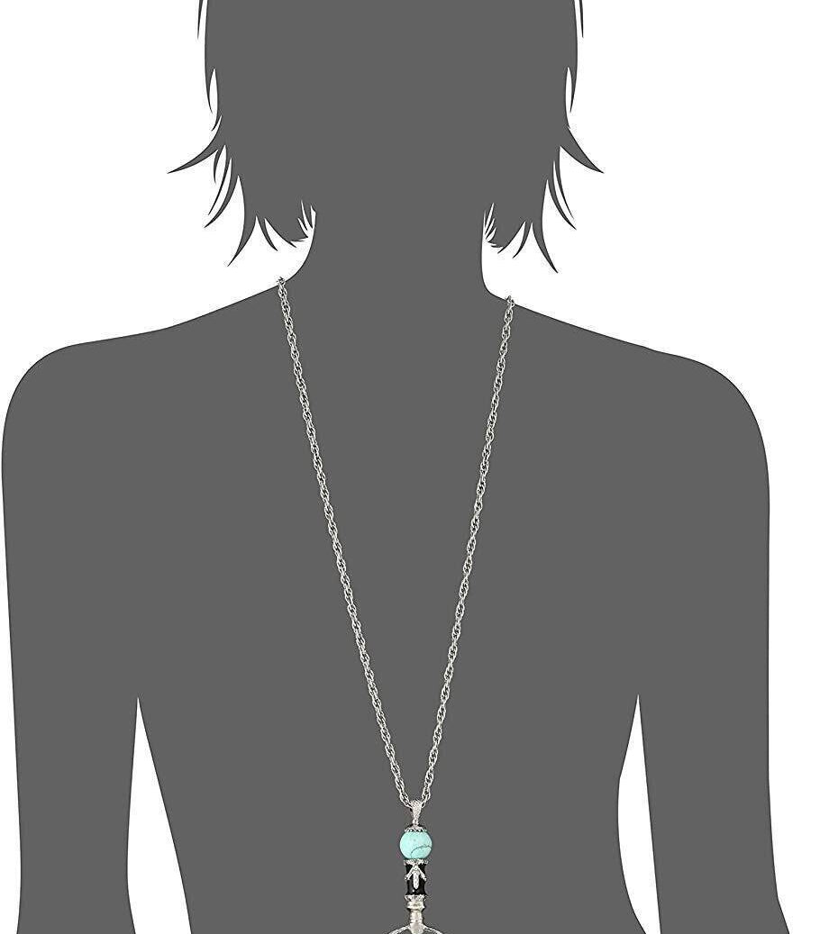 1928 Jewelry Deco Magnifying Glass Gemstone Black Enamel Pendant Necklace 30" - Magnification Power: 2X