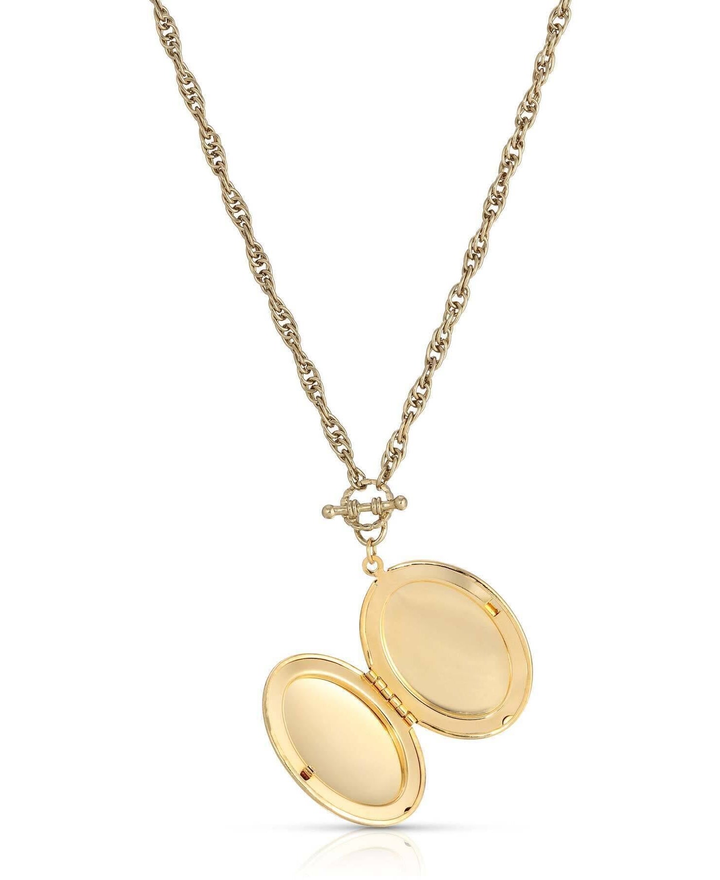 1928 Jewelry Oval Heirloom Euro Crystal Oval Stone Photo Locket Necklace 30"