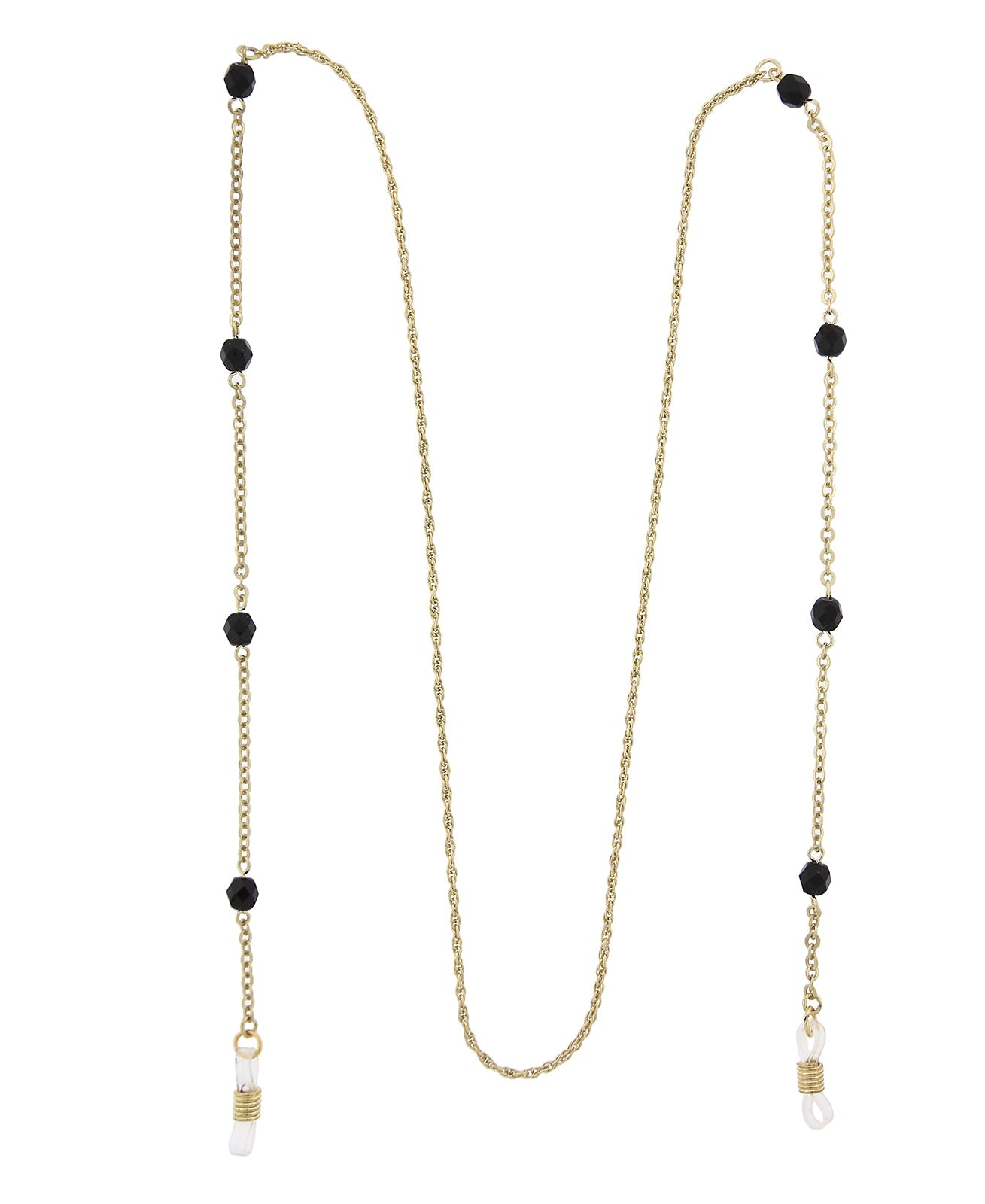 1928 Jewelry Black Bead Eyeglass Holder Chain Necklace 32"