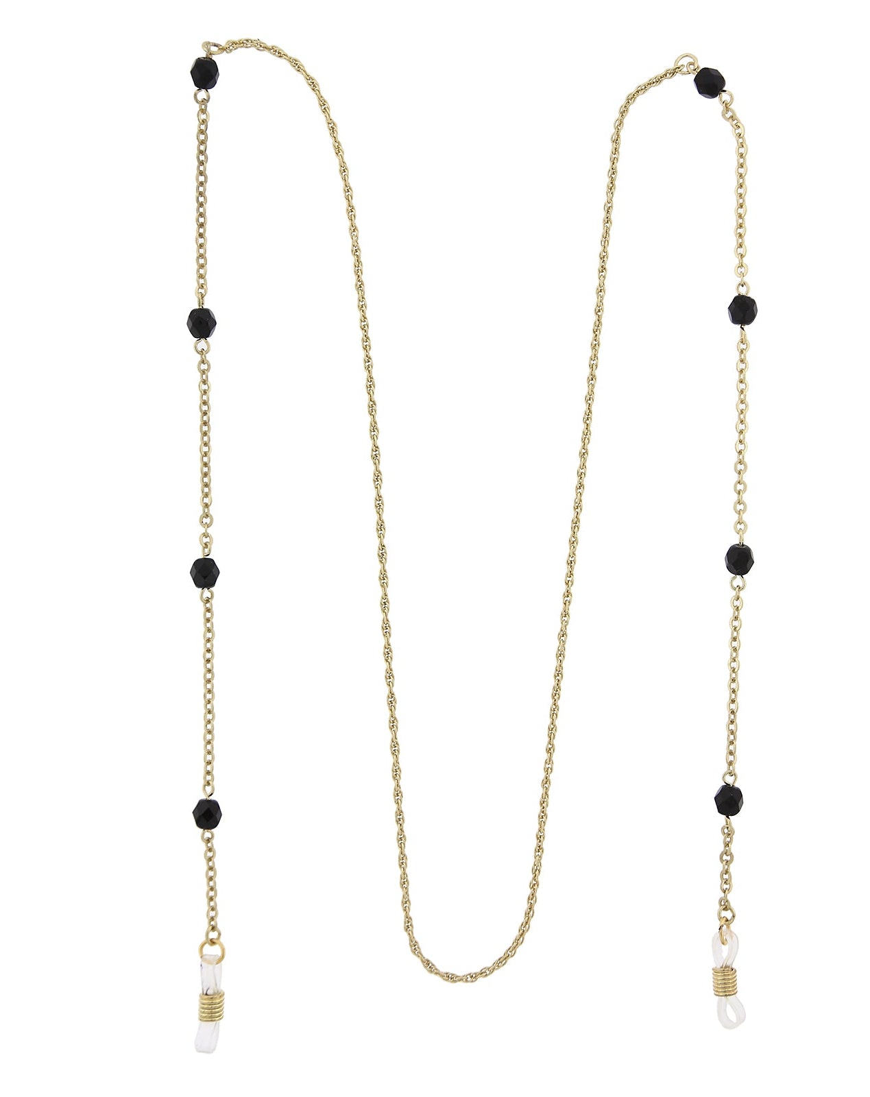 1928 Jewelry Black Bead Eyeglass Holder Chain Necklace 32"