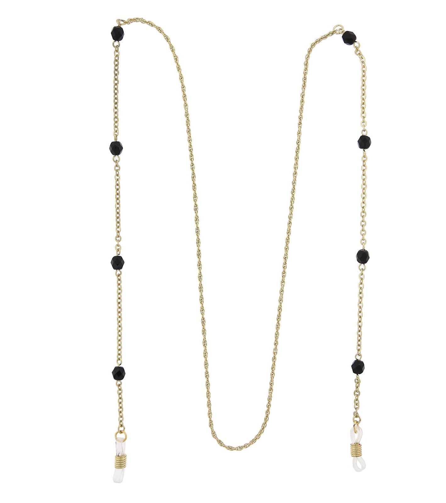 1928 Jewelry Black Bead Eyeglass Holder Chain Necklace 32"