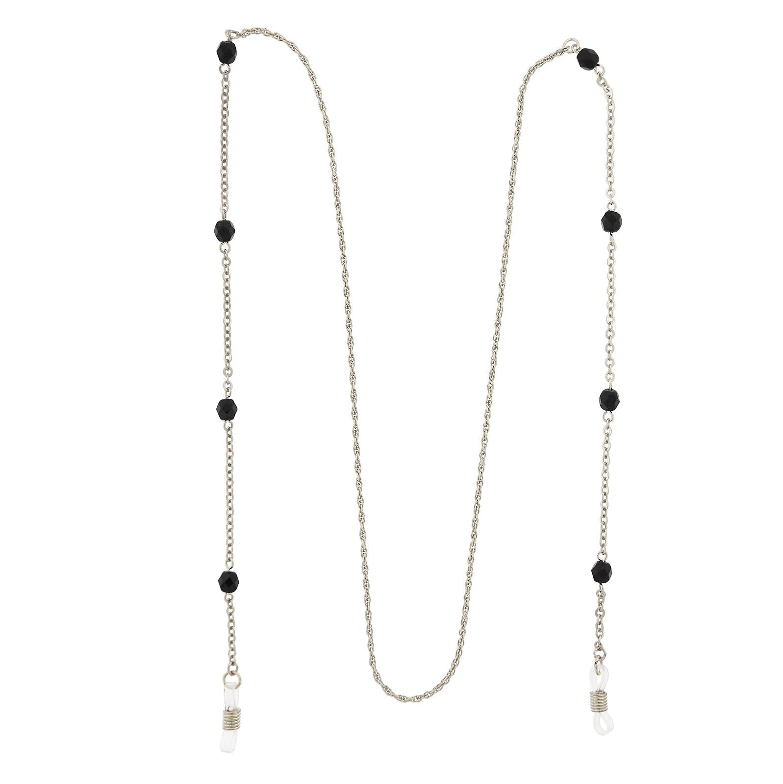 1928 Jewelry Black Beaded Eyeglass Holder Chain Necklace 32"