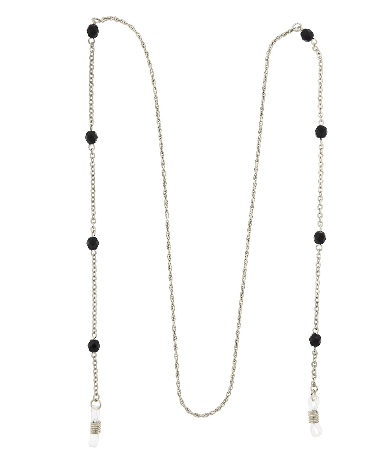 1928 Jewelry Black Beaded Eyeglass Holder Chain Necklace 32"