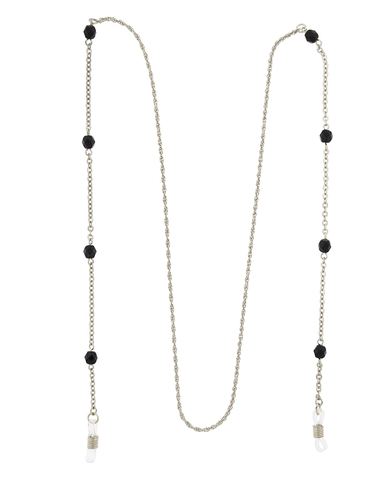 1928 Jewelry Black Beaded Eyeglass Holder Chain Necklace 32"