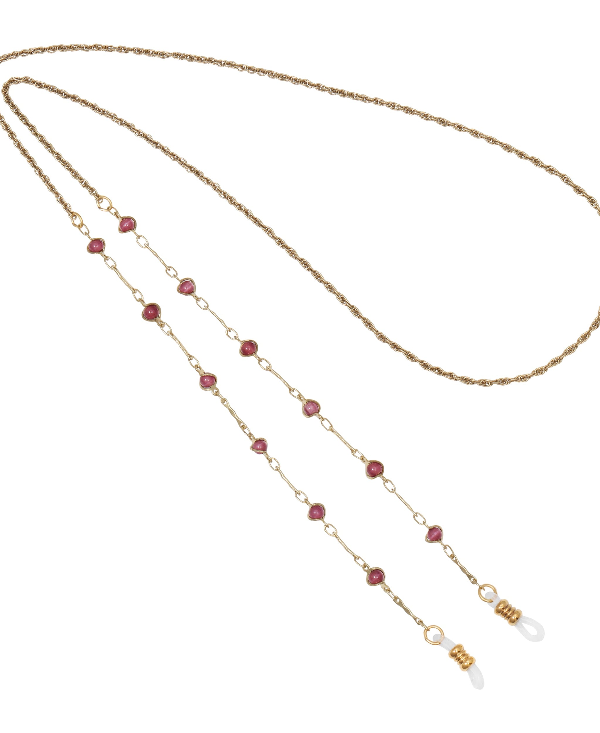 1928 Jewelry Purple Faux Cats Eye Bead Eyeglass Holder Chain Necklace 32"