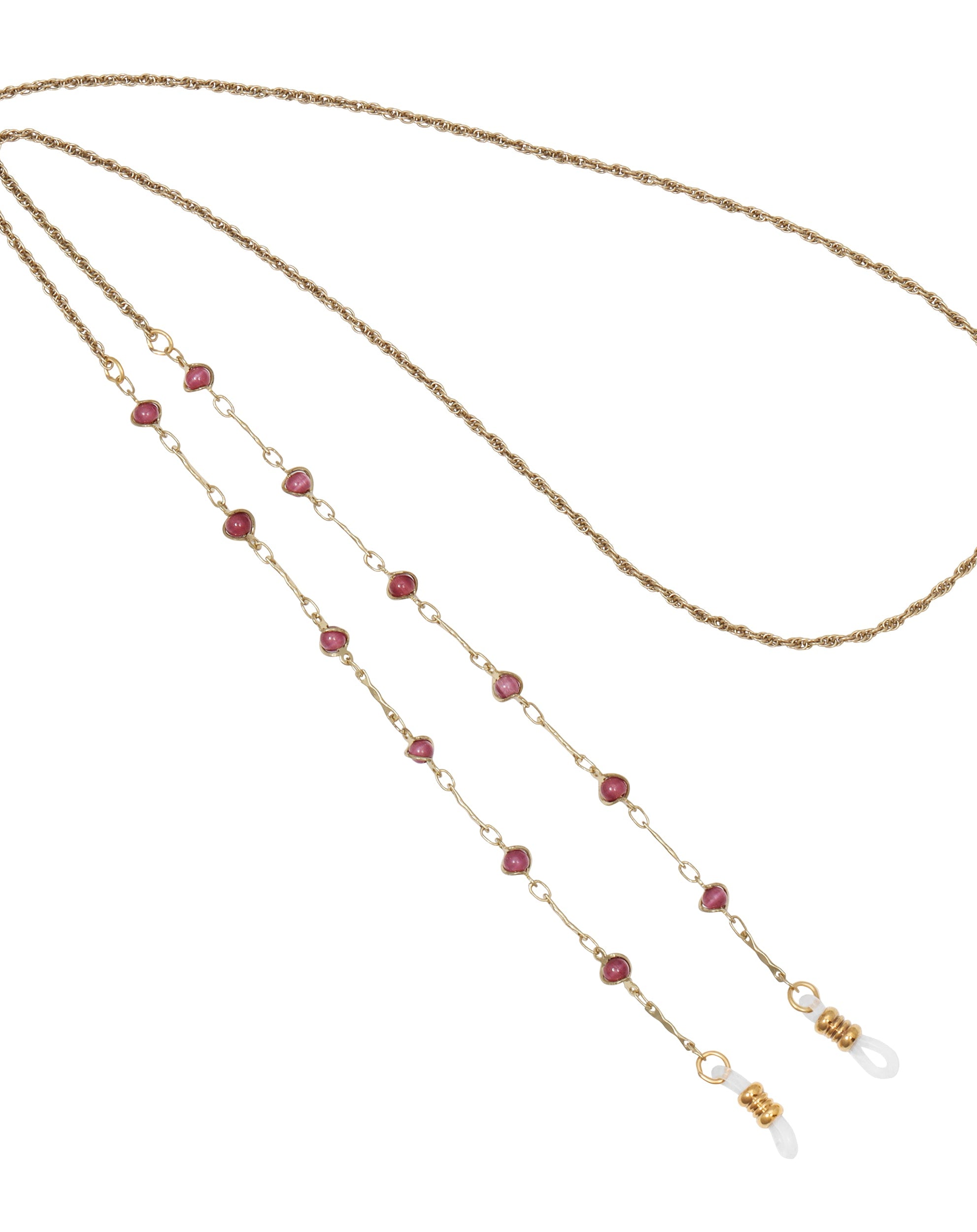 1928 Jewelry Purple Faux Cats Eye Bead Eyeglass Holder Chain Necklace 32"