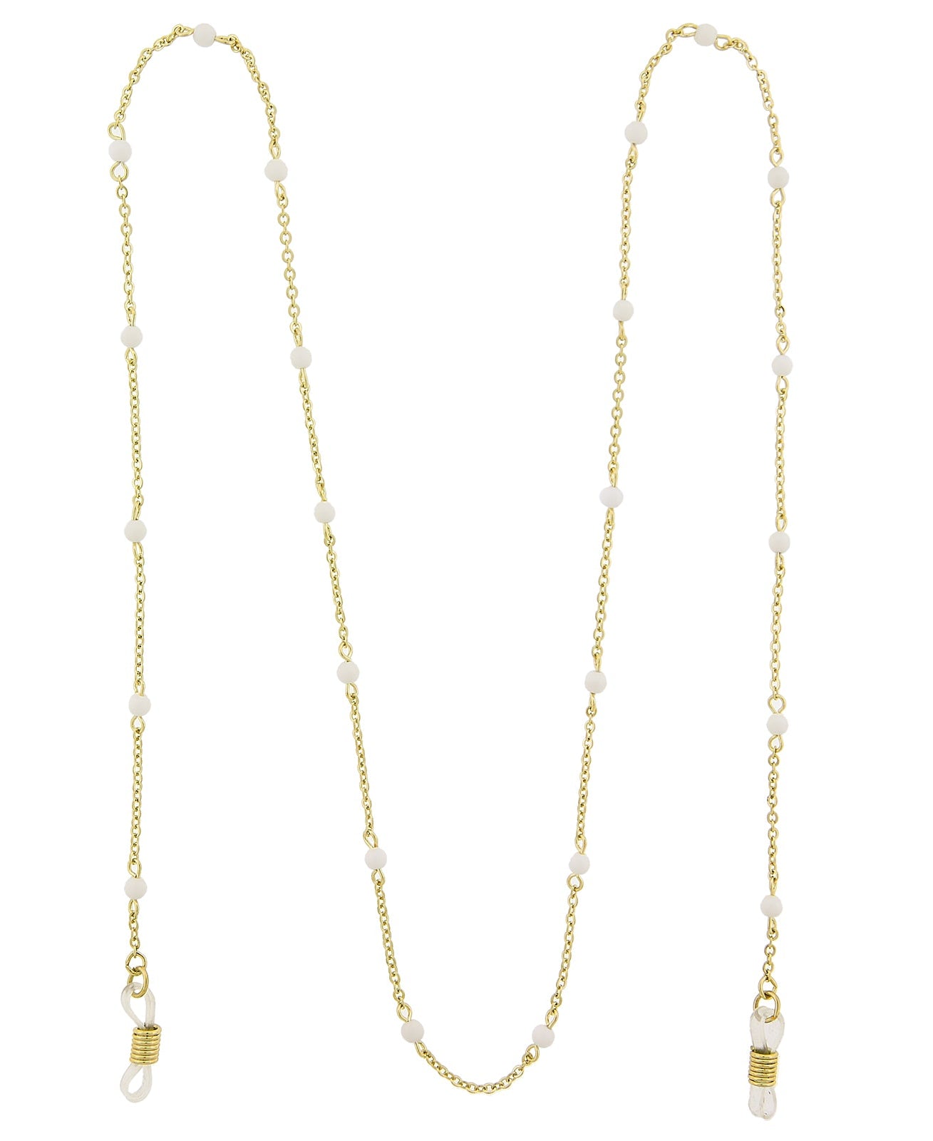 1928 Jewelry White Beaded Eyeglass Holder Chain Necklace 32"