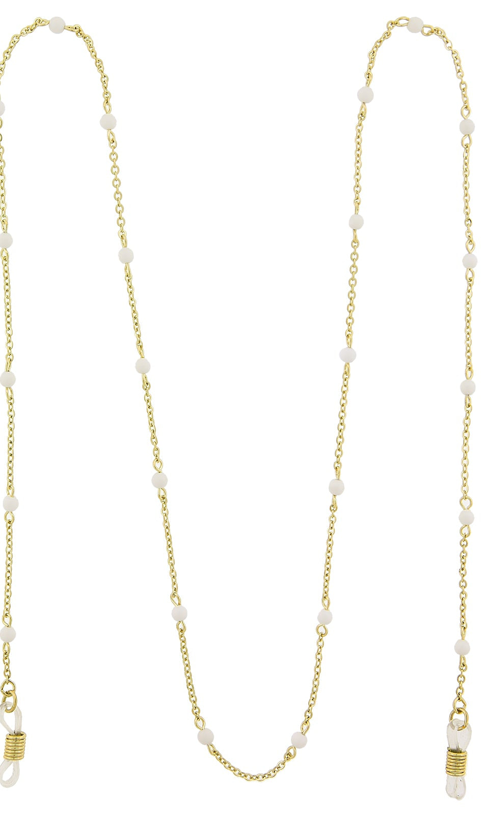 1928 Jewelry White Beaded Eyeglass Holder Chain Necklace 32"