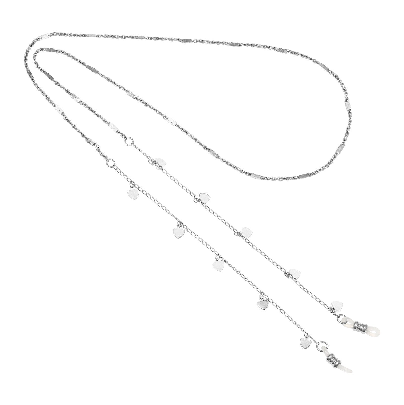 1928 Jewelry Heart Charms Eyeglass Holder Chain Necklace 32"