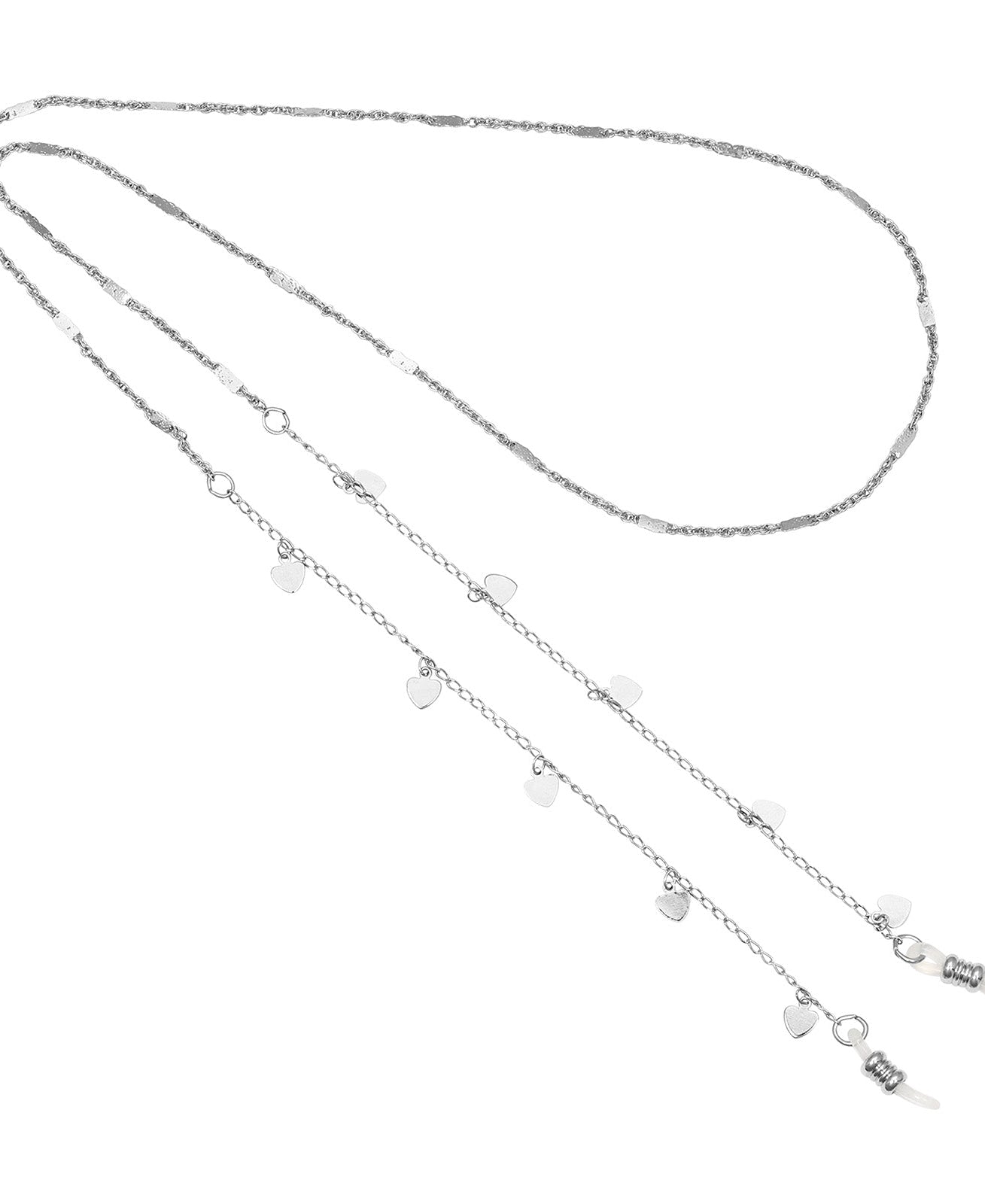 1928 Jewelry Heart Charms Eyeglass Holder Chain Necklace 32"