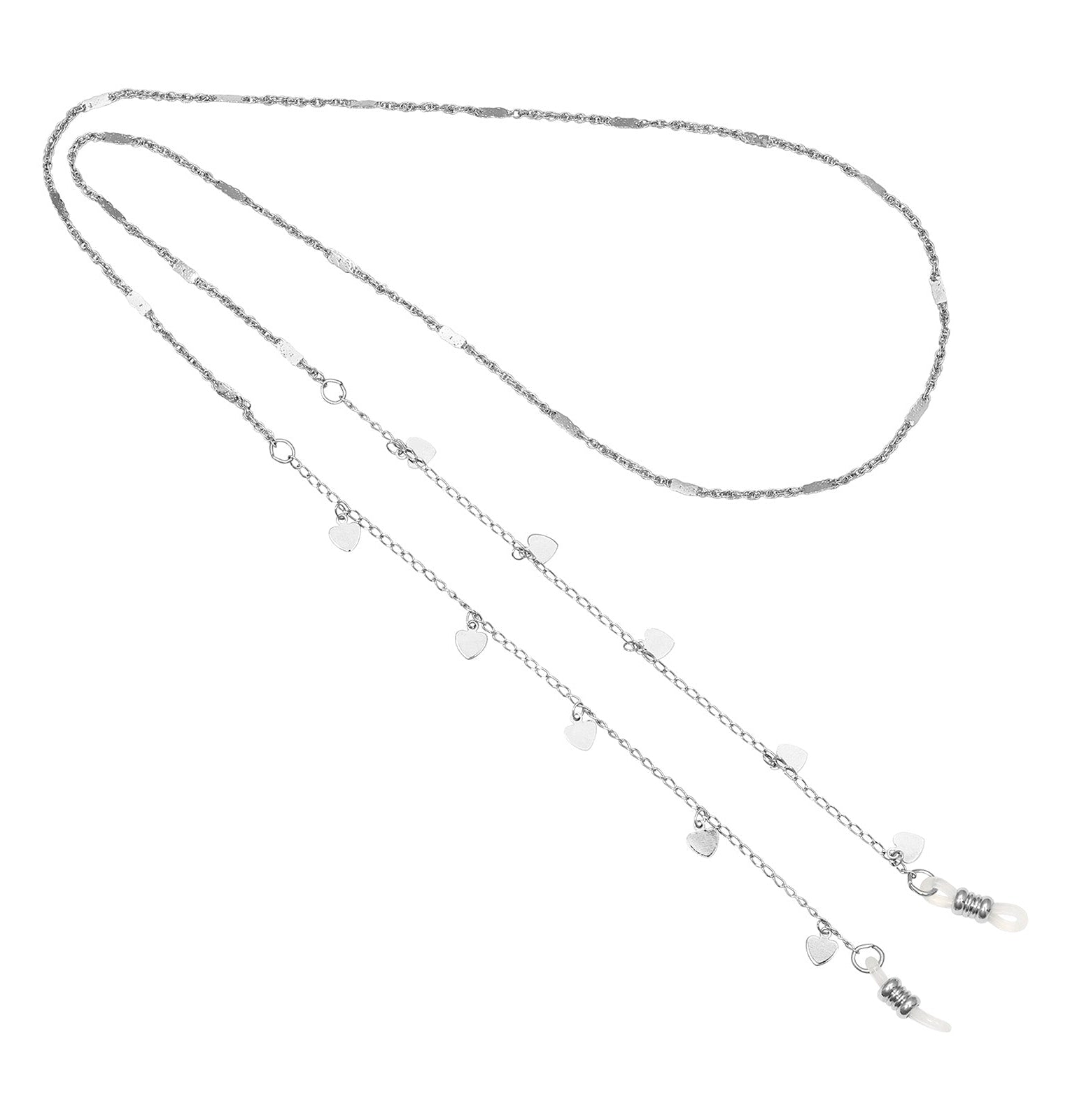 1928 Jewelry Heart Charms Eyeglass Holder Chain Necklace 32"