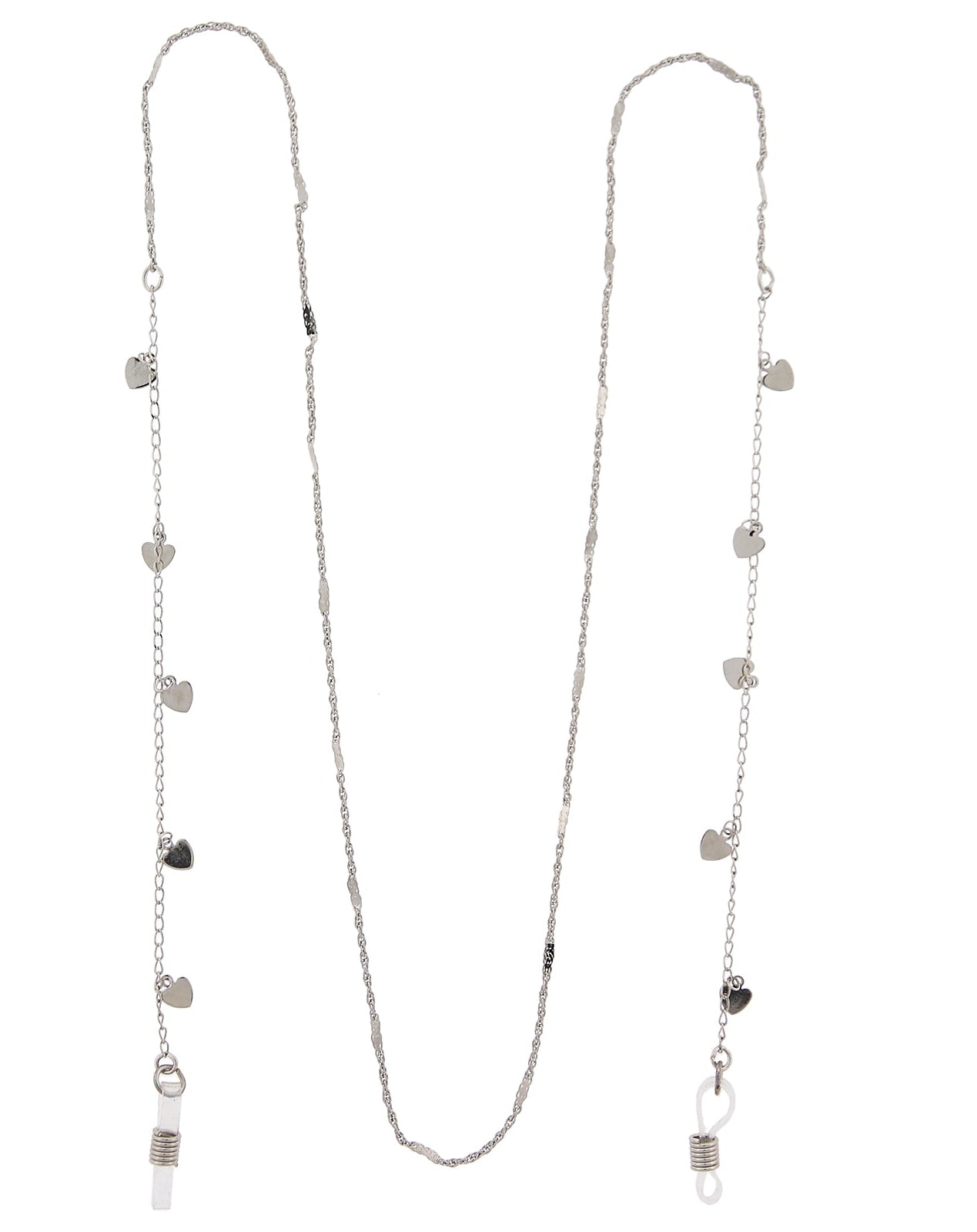 1928 Jewelry Heart Charms Eyeglass Holder Chain Necklace 32"