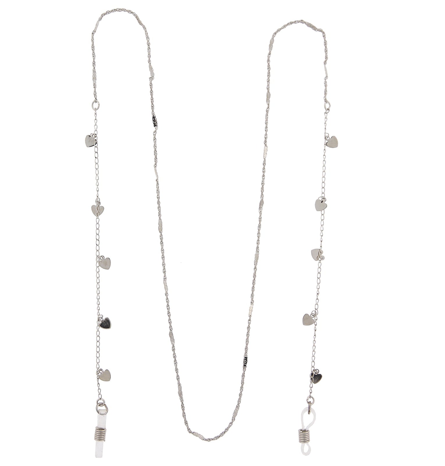 1928 Jewelry Heart Charms Eyeglass Holder Chain Necklace 32"