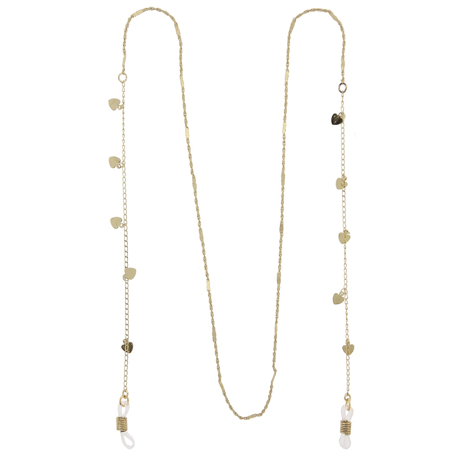 1928 Jewelry Heart Charms Eyeglass Holder Chain Necklace 32"