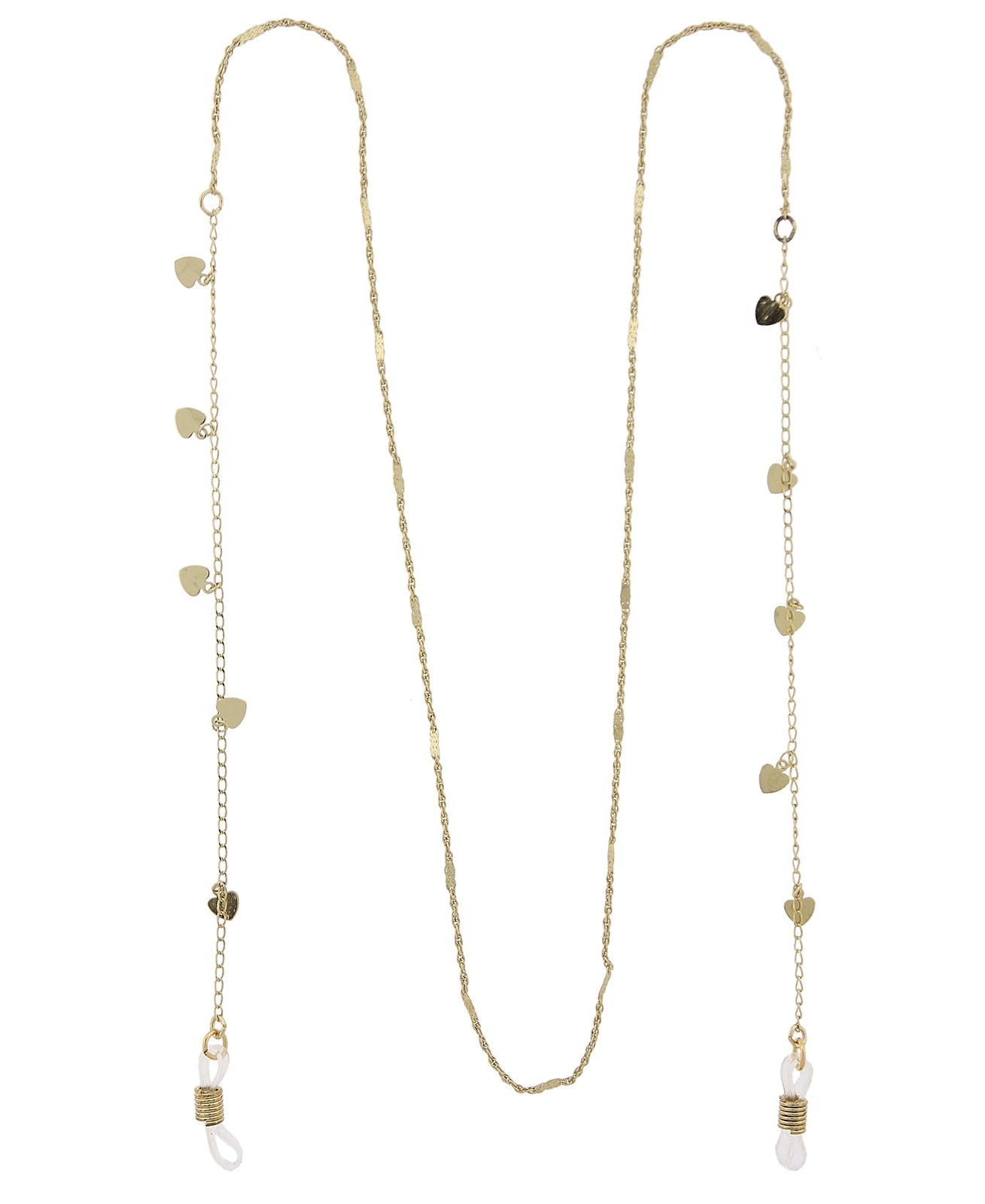 1928 Jewelry Heart Charms Eyeglass Holder Chain Necklace 32"