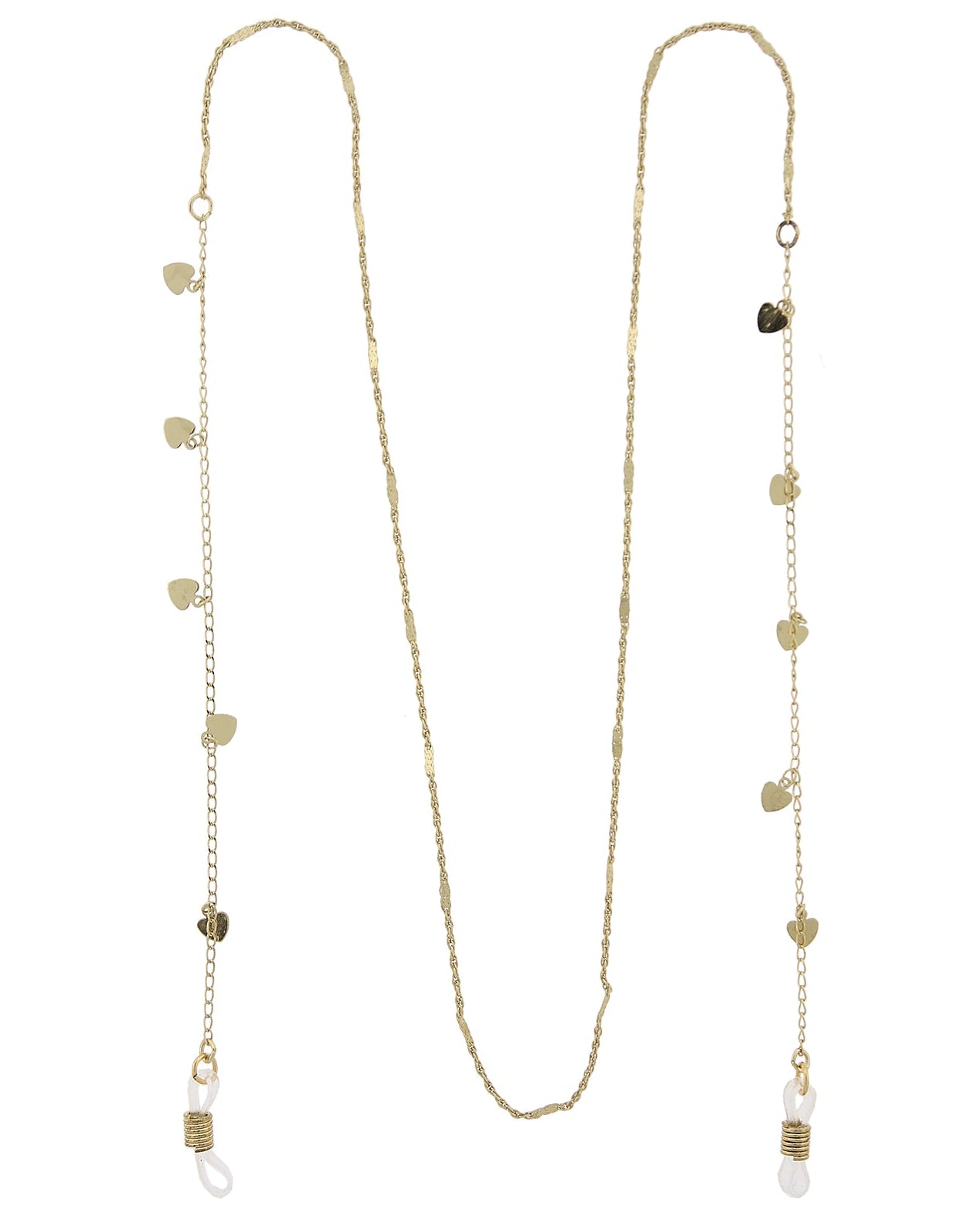 1928 Jewelry Heart Charms Eyeglass Holder Chain Necklace 32"