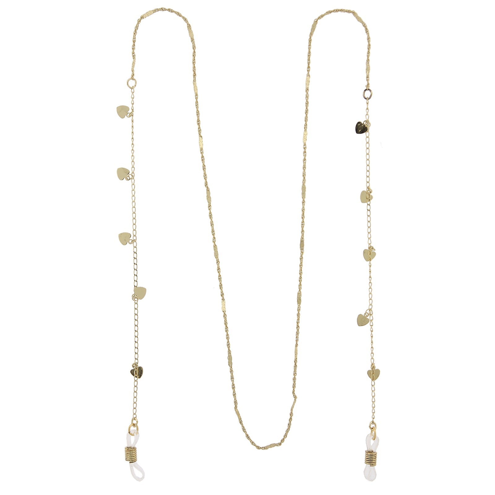 1928 Jewelry Heart Charms Eyeglass Holder Chain Necklace 32"