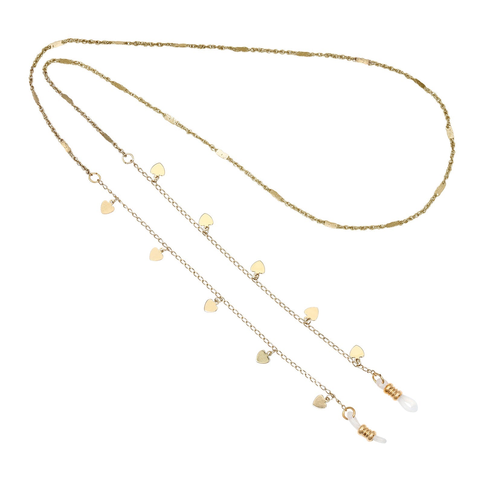 1928 Jewelry Heart Charms Eyeglass Holder Chain Necklace 32"
