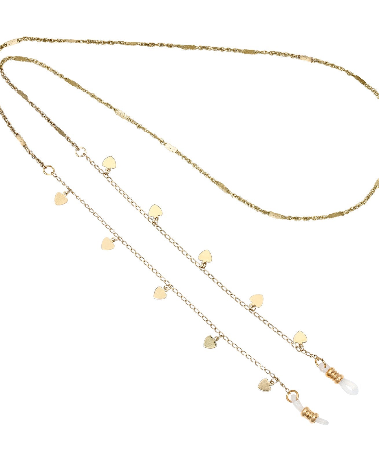 1928 Jewelry Heart Charms Eyeglass Holder Chain Necklace 32"