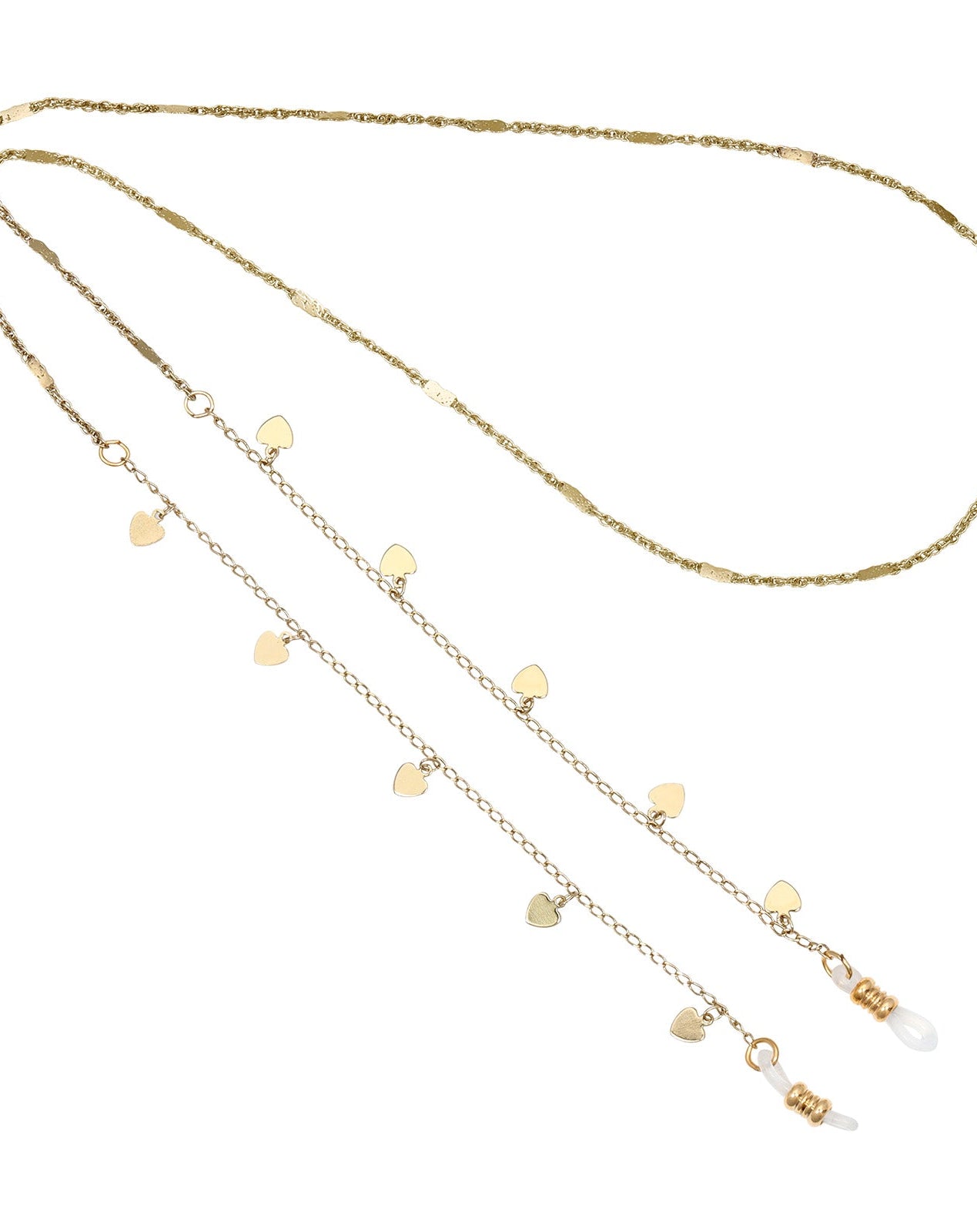 1928 Jewelry Heart Charms Eyeglass Holder Chain Necklace 32"