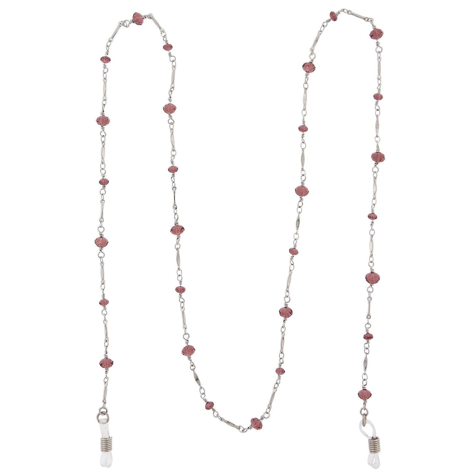 1928 Jewelry Amethyst Crystal Eyeglass Holder Chain Necklace 32"