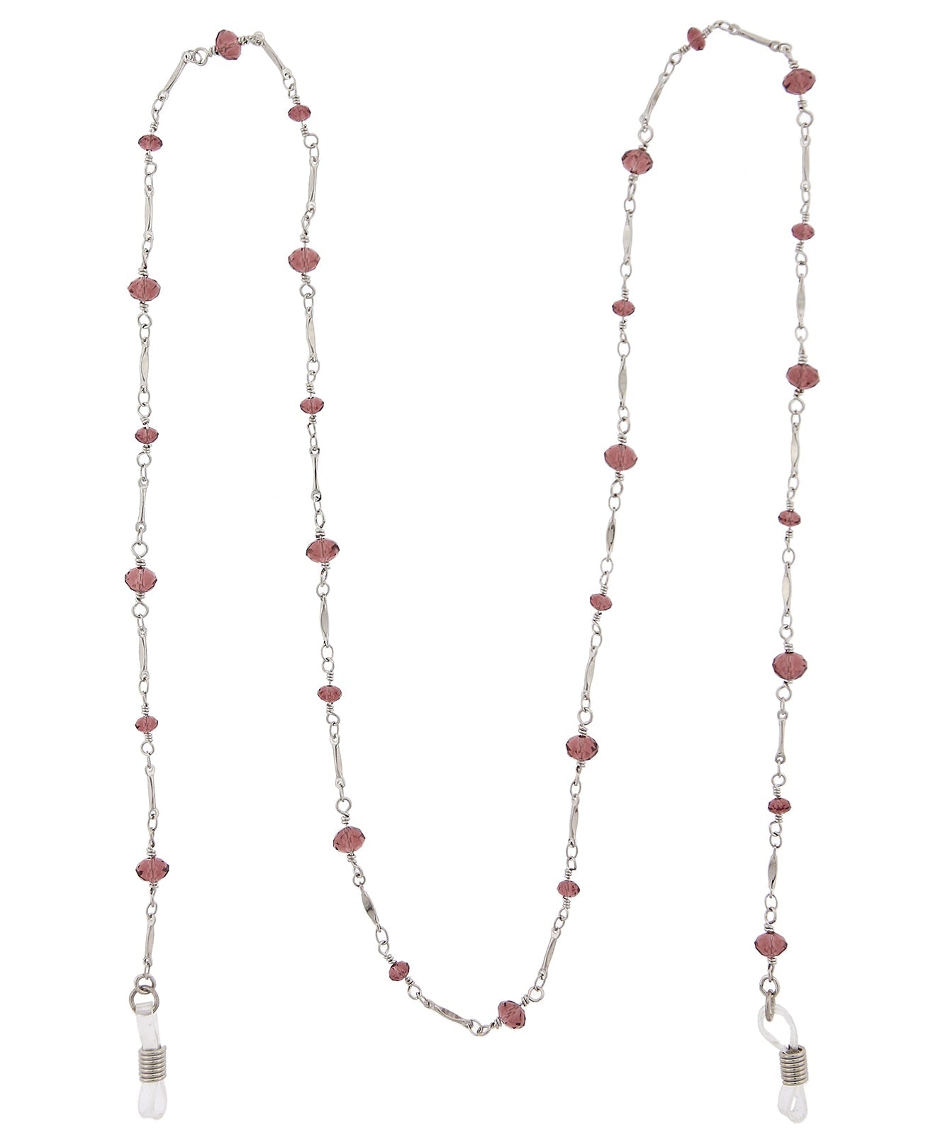 1928 Jewelry Amethyst Crystal Eyeglass Holder Chain Necklace 32"