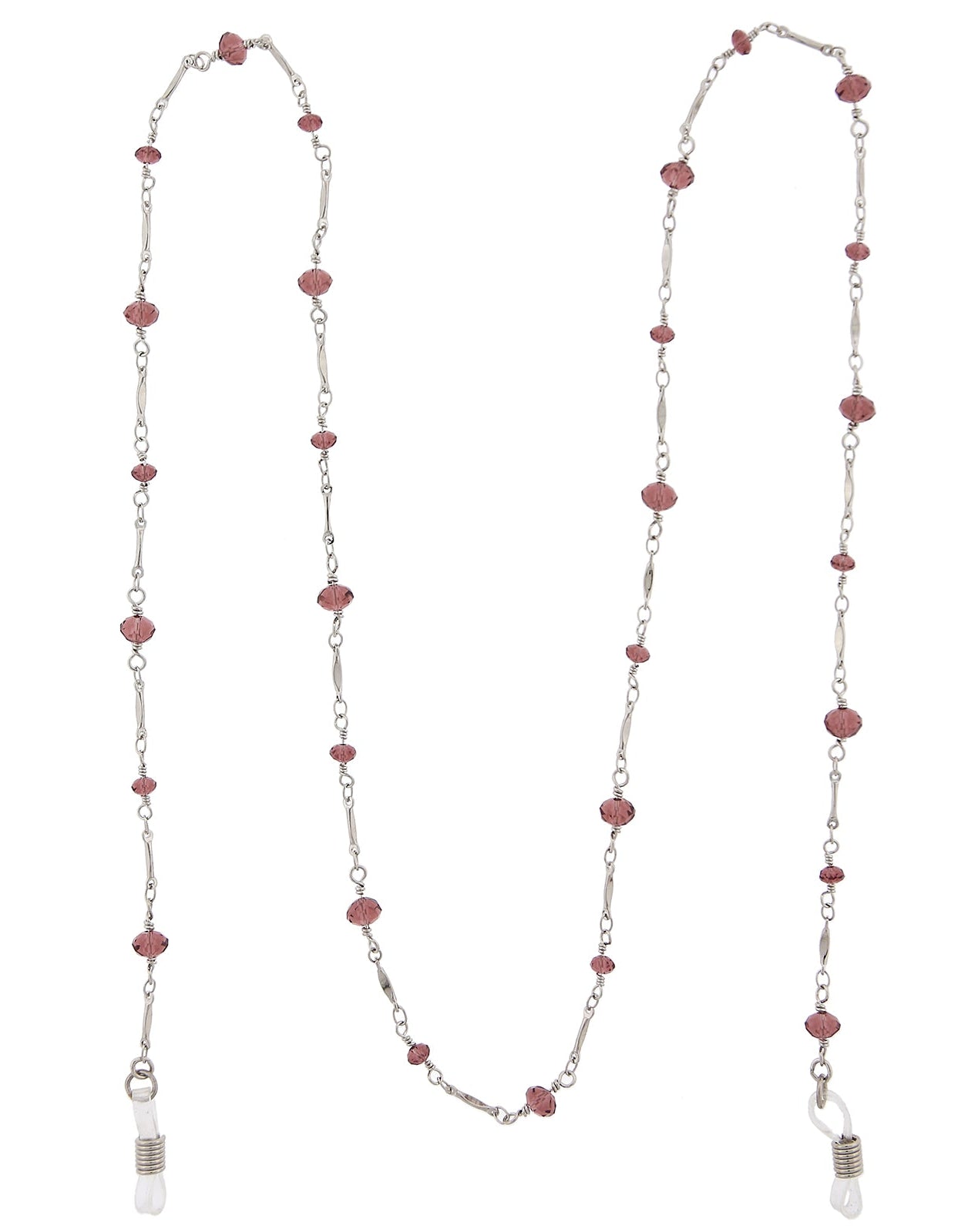 1928 Jewelry Amethyst Crystal Eyeglass Holder Chain Necklace 32"