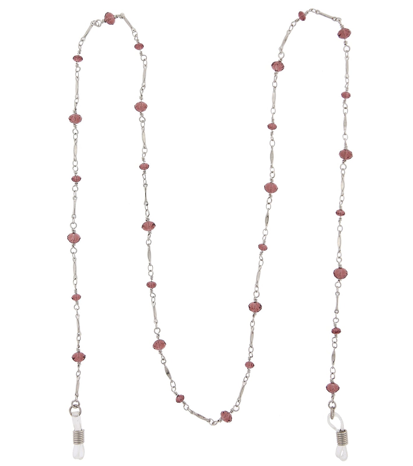 1928 Jewelry Amethyst Crystal Eyeglass Holder Chain Necklace 32"