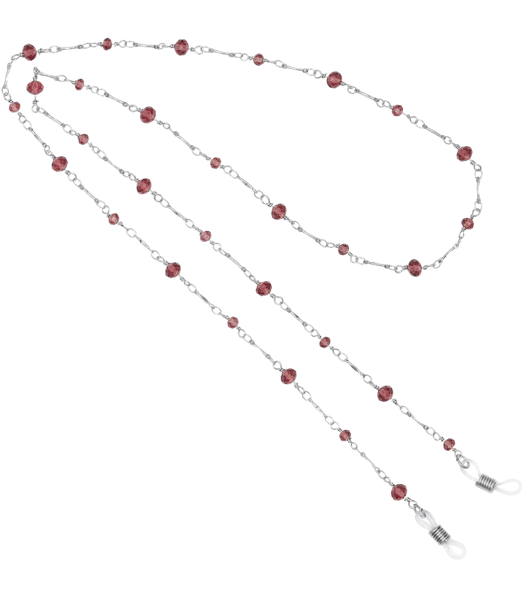 1928 Jewelry Amethyst Crystal Eyeglass Holder Chain Necklace 32"