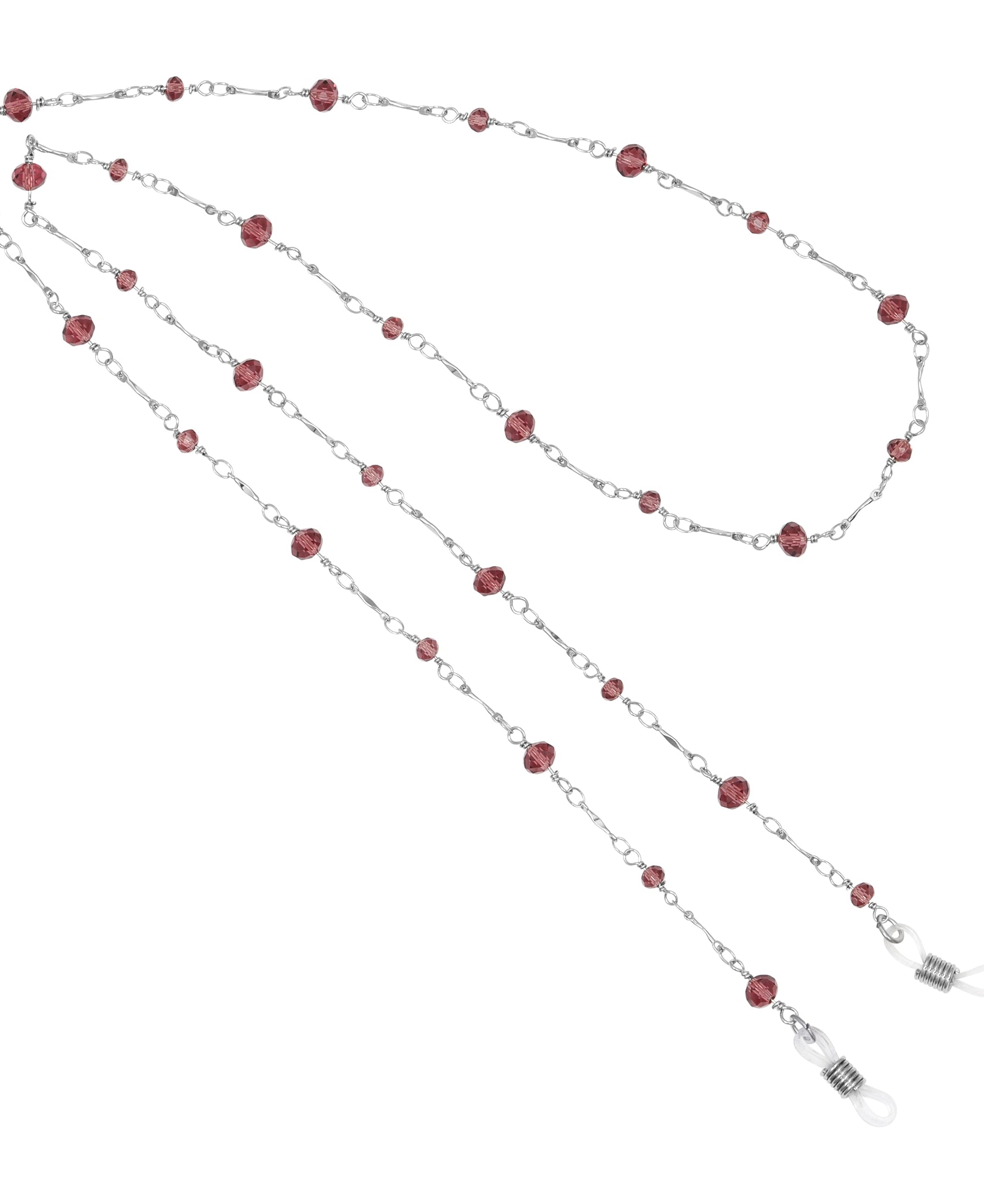 1928 Jewelry Amethyst Crystal Eyeglass Holder Chain Necklace 32"