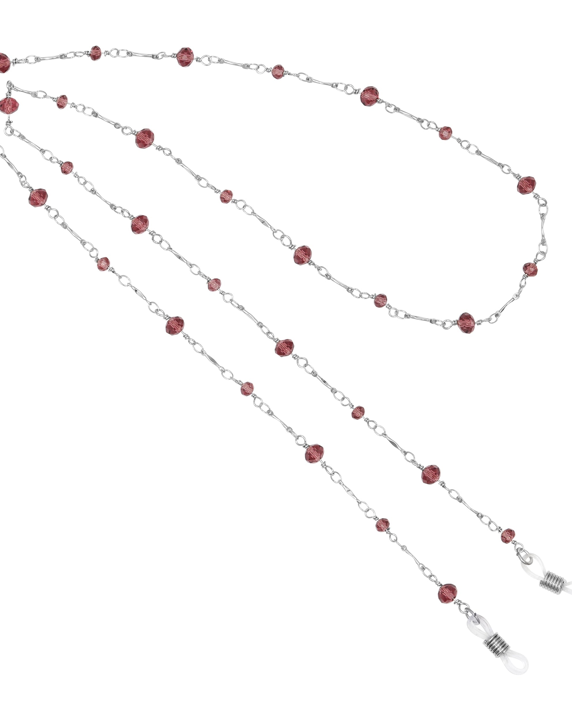 1928 Jewelry Amethyst Crystal Eyeglass Holder Chain Necklace 32"