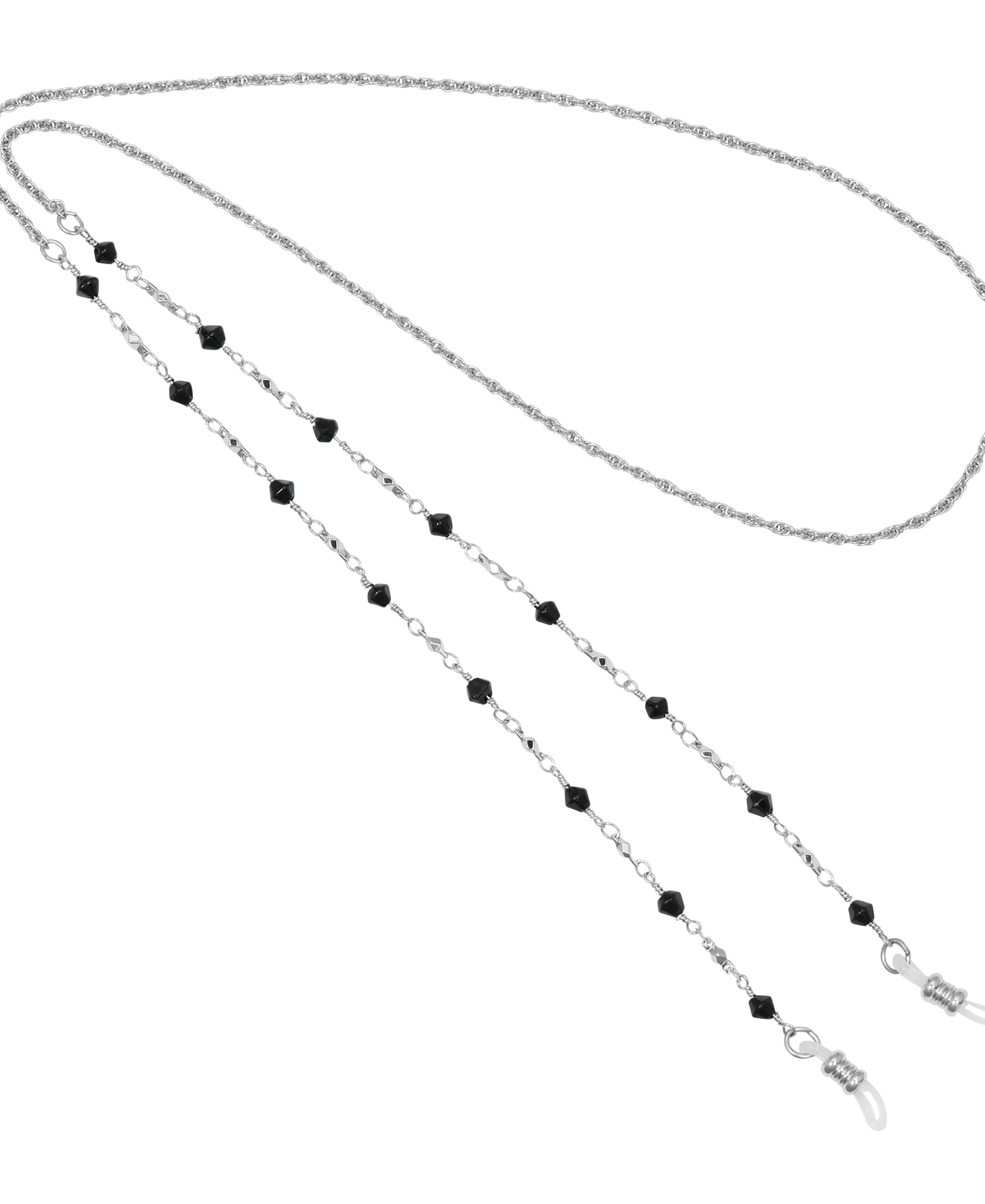 1928 Jewelry Multi Black Bead Eyeglass Holder Chain Necklace 32"