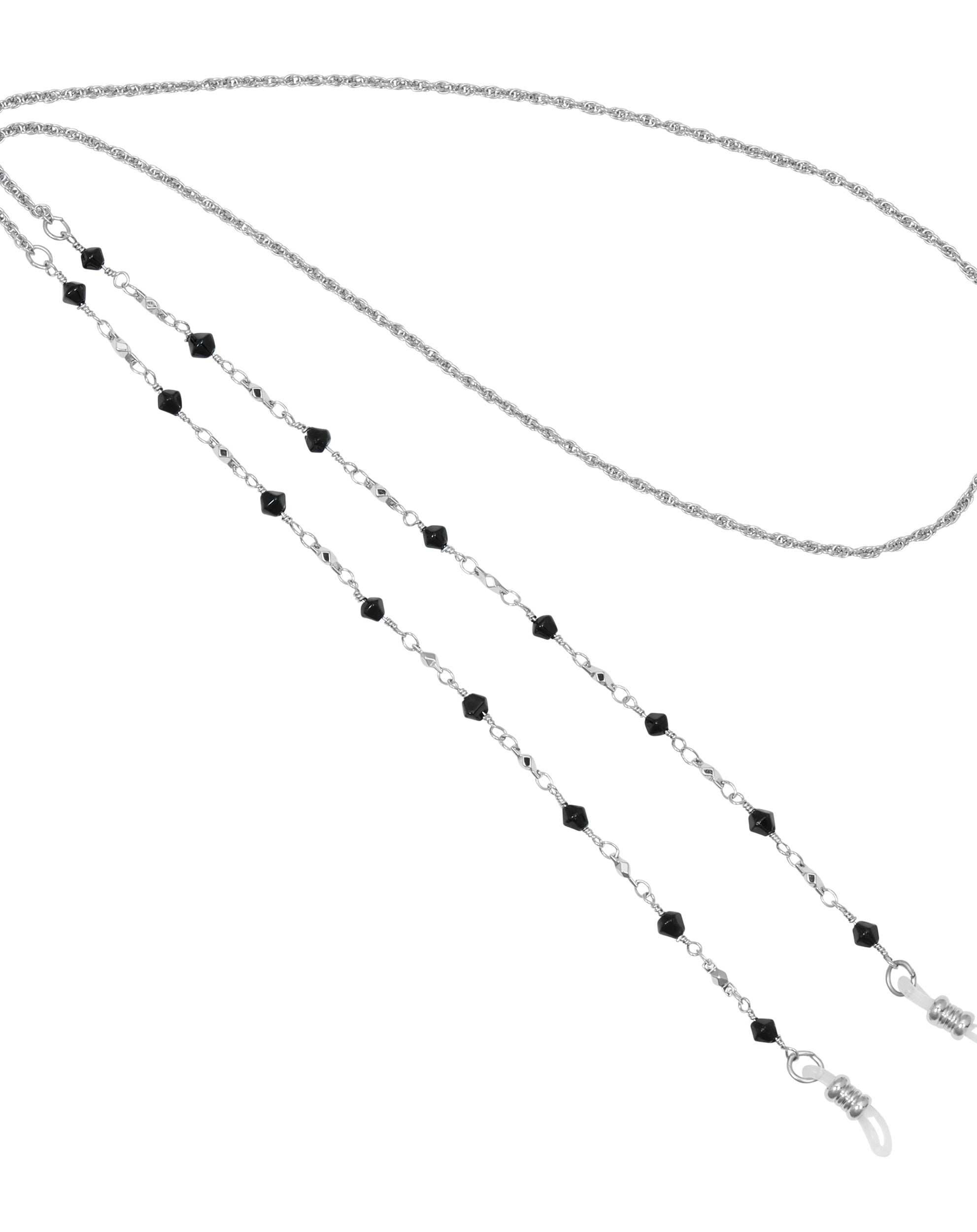 1928 Jewelry Multi Black Bead Eyeglass Holder Chain Necklace 32"