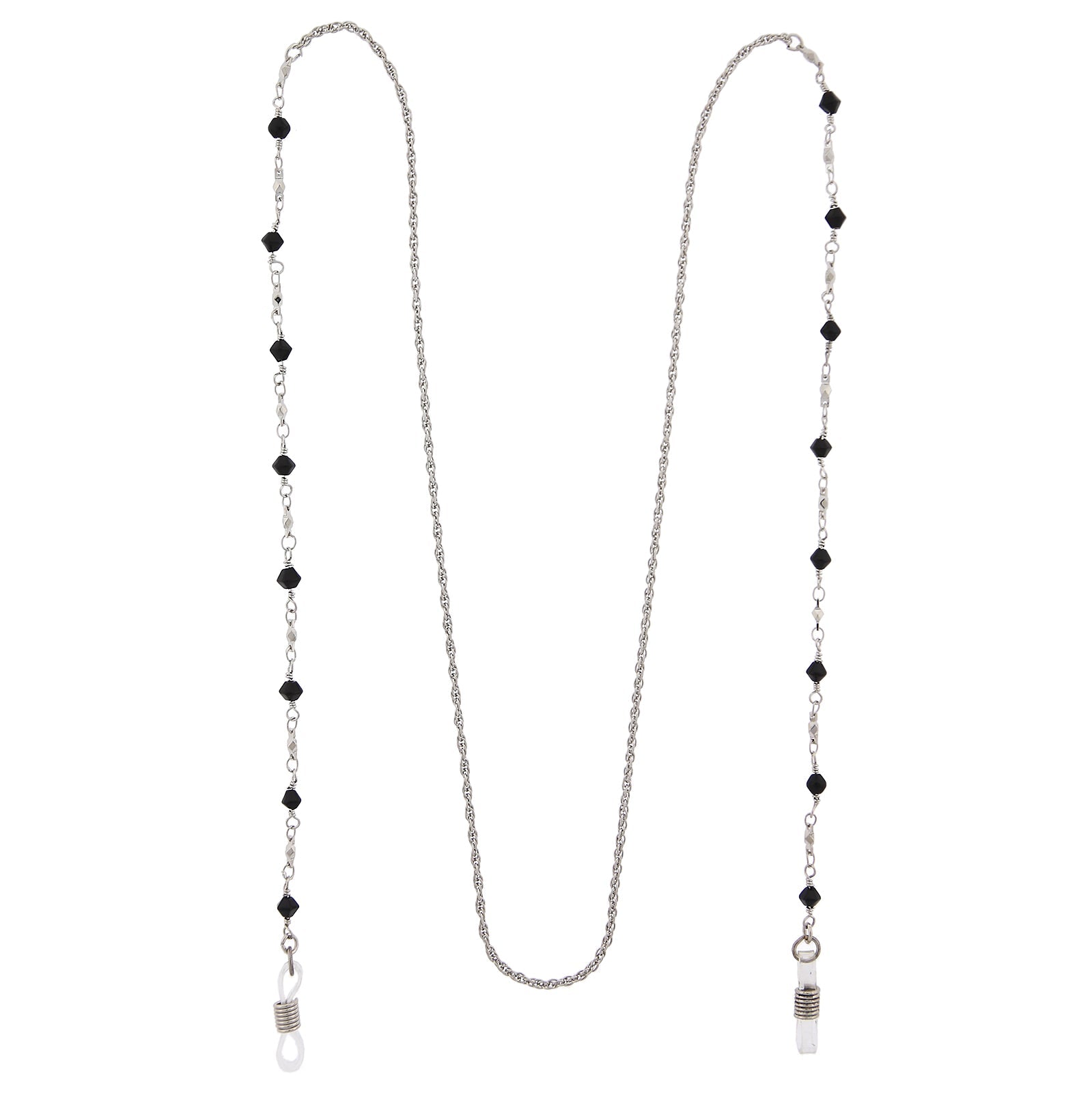 1928 Jewelry Multi Black Bead Eyeglass Holder Chain Necklace 32"