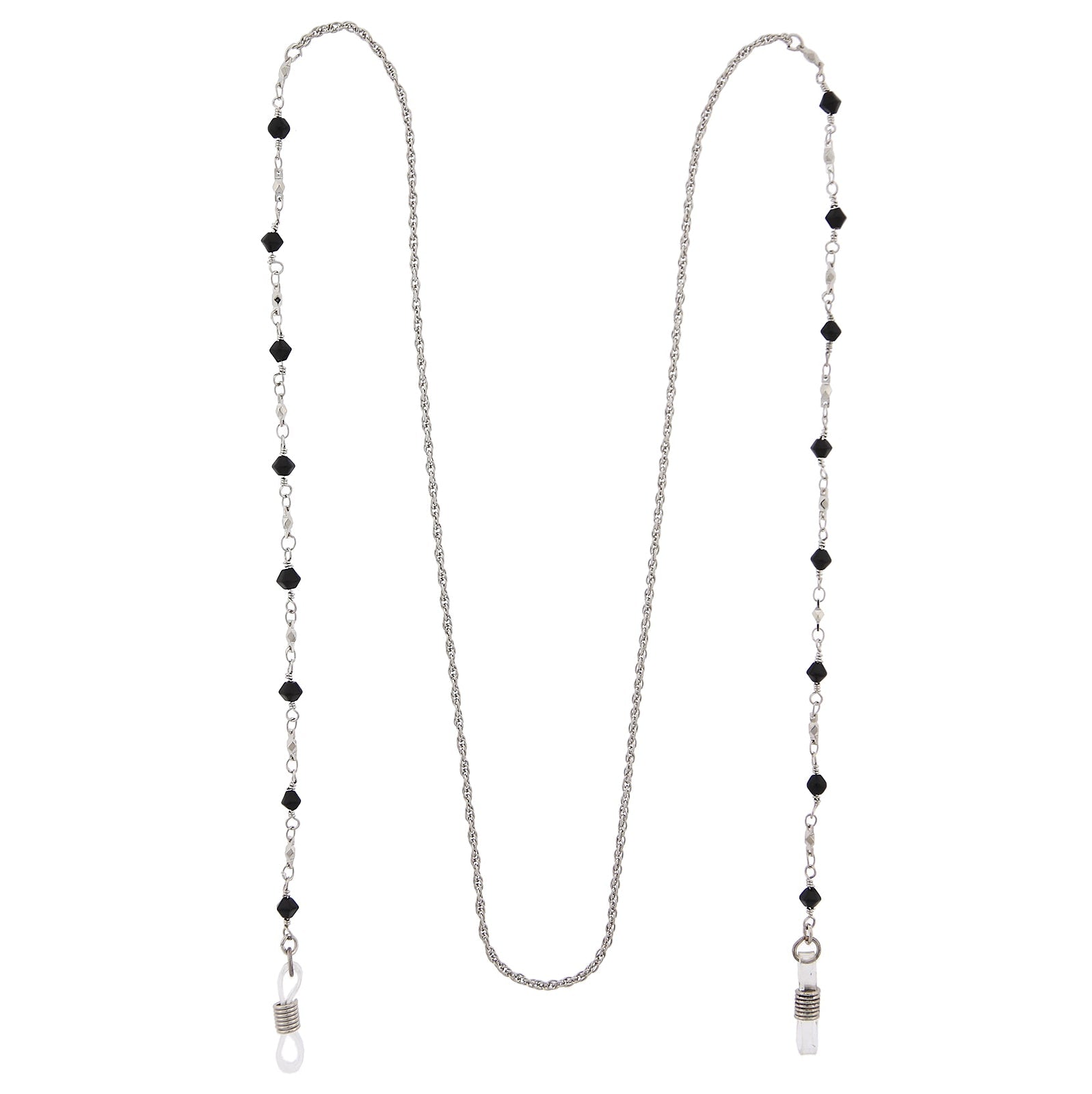 1928 Jewelry Multi Black Bead Eyeglass Holder Chain Necklace 32"